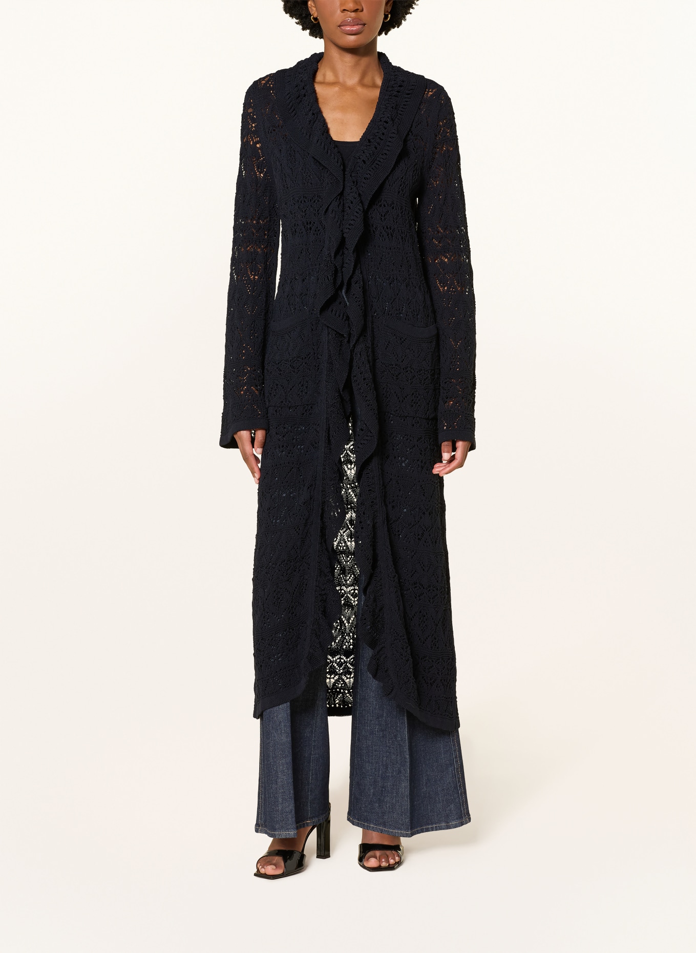 DOROTHEE SCHUMACHER Strickhülle BOHEMIAN LACE mit Volants: DUNKELBLAU