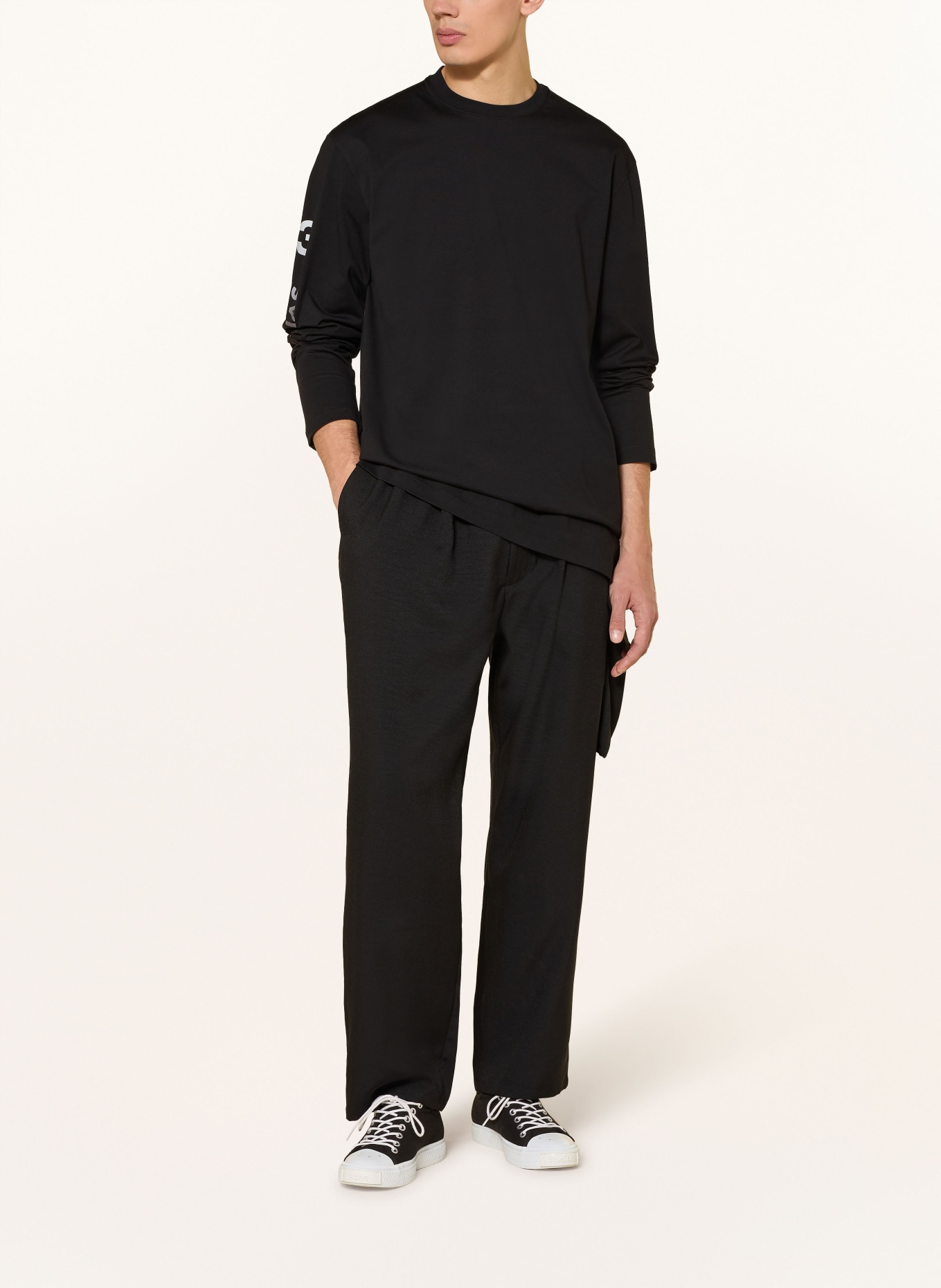 Y-3 MERCEDES - AMG PETRONAS FORMULA ONE TEAM long-sleeved shirt: BLACK / GRAY / WHITE