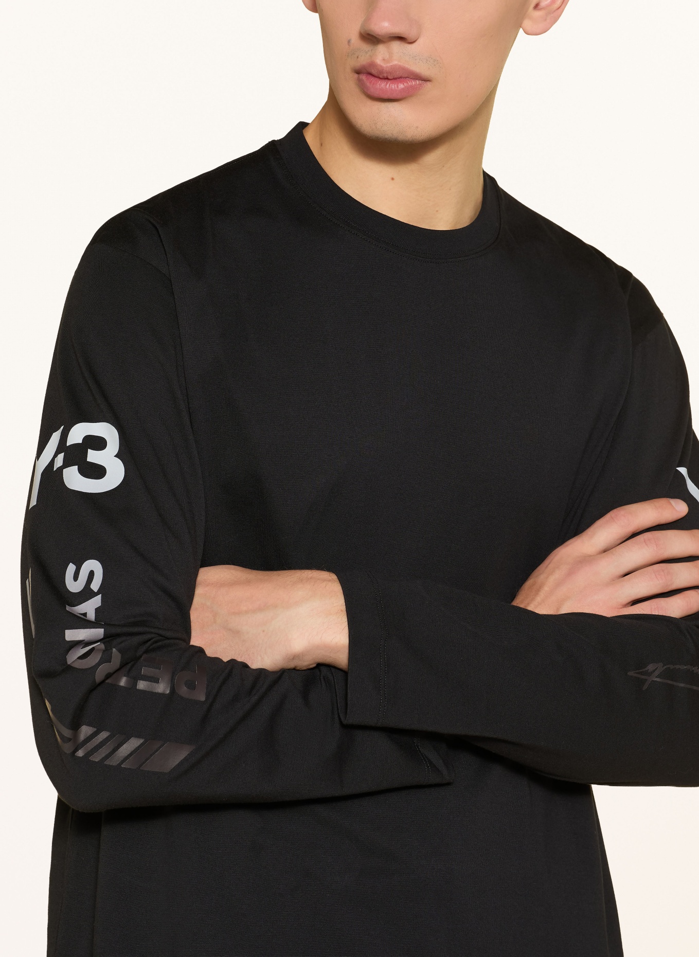 Y-3 MERCEDES - AMG PETRONAS FORMULA ONE TEAM long-sleeved shirt: BLACK / GRAY / WHITE