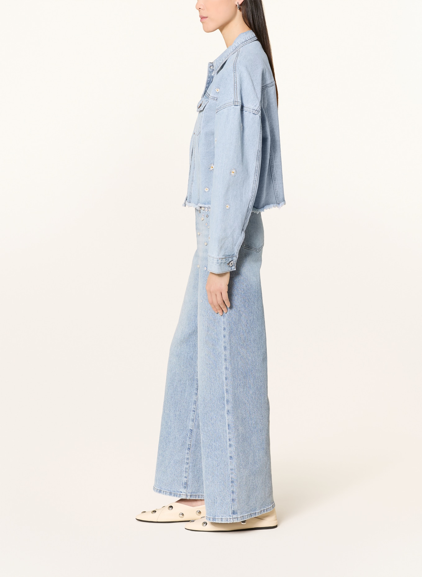 miss goodlife Wide Leg Jeans mit Schmuckperlen: 24 BLUE