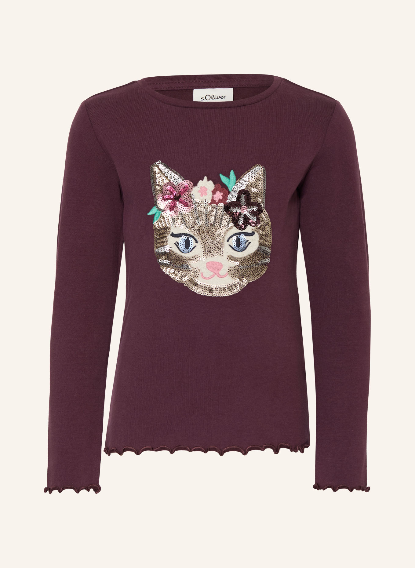 s.Oliver RED Longsleeve mit Pailletten: DUNKELLILA / SILBER / ALTROSA