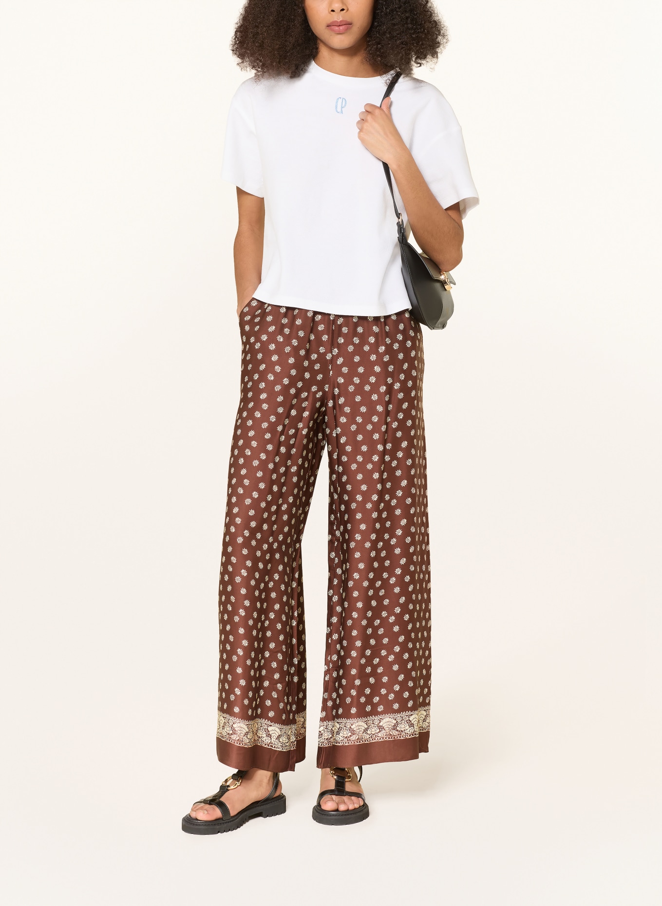 CLAUDIE PIERLOT Marlenehose aus Satin: BRAUN / HELLBRAUN