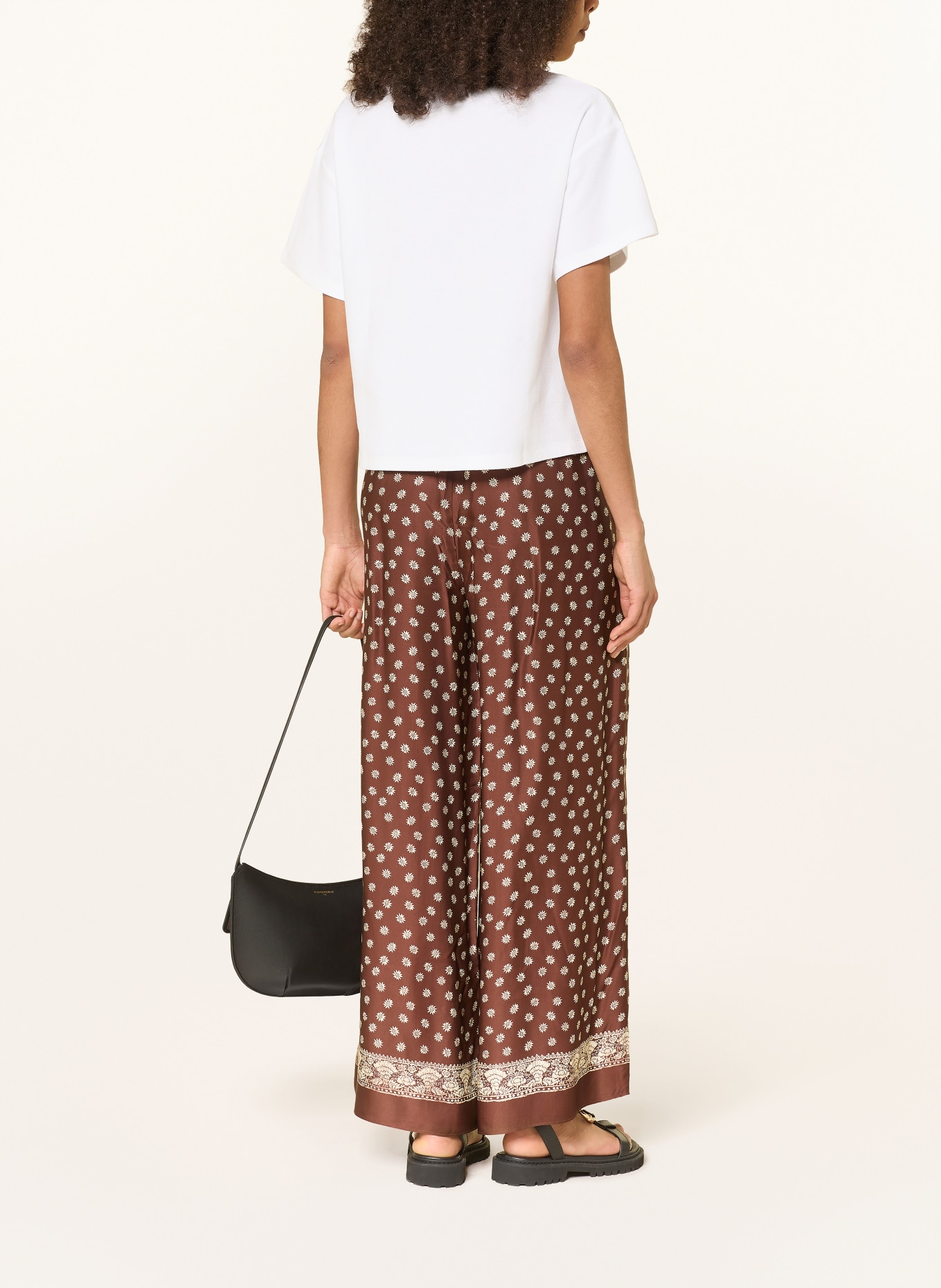 CLAUDIE PIERLOT Marlenehose aus Satin: BRAUN / HELLBRAUN