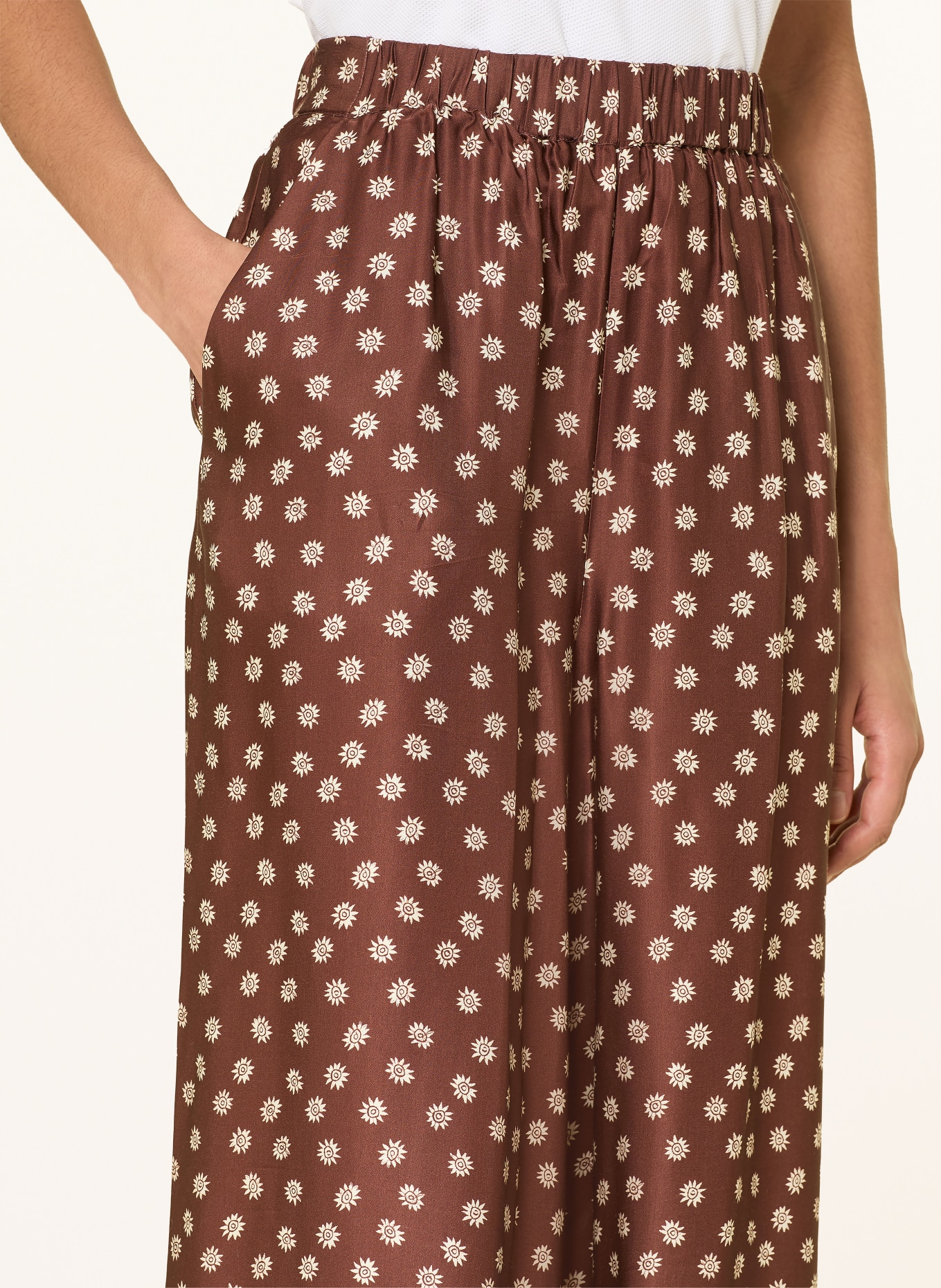 CLAUDIE PIERLOT Marlenehose aus Satin: BRAUN / HELLBRAUN