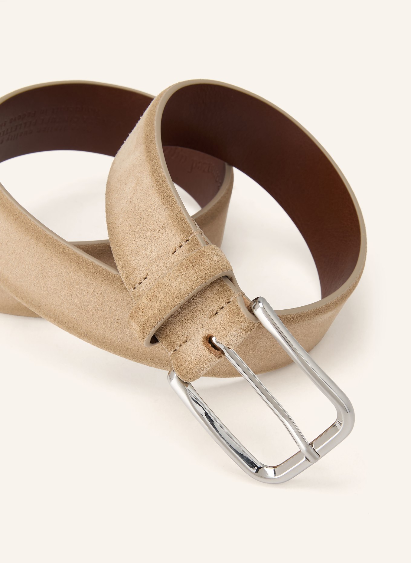 VENETA CINTURE Ledergürtel: BEIGE / SILBER