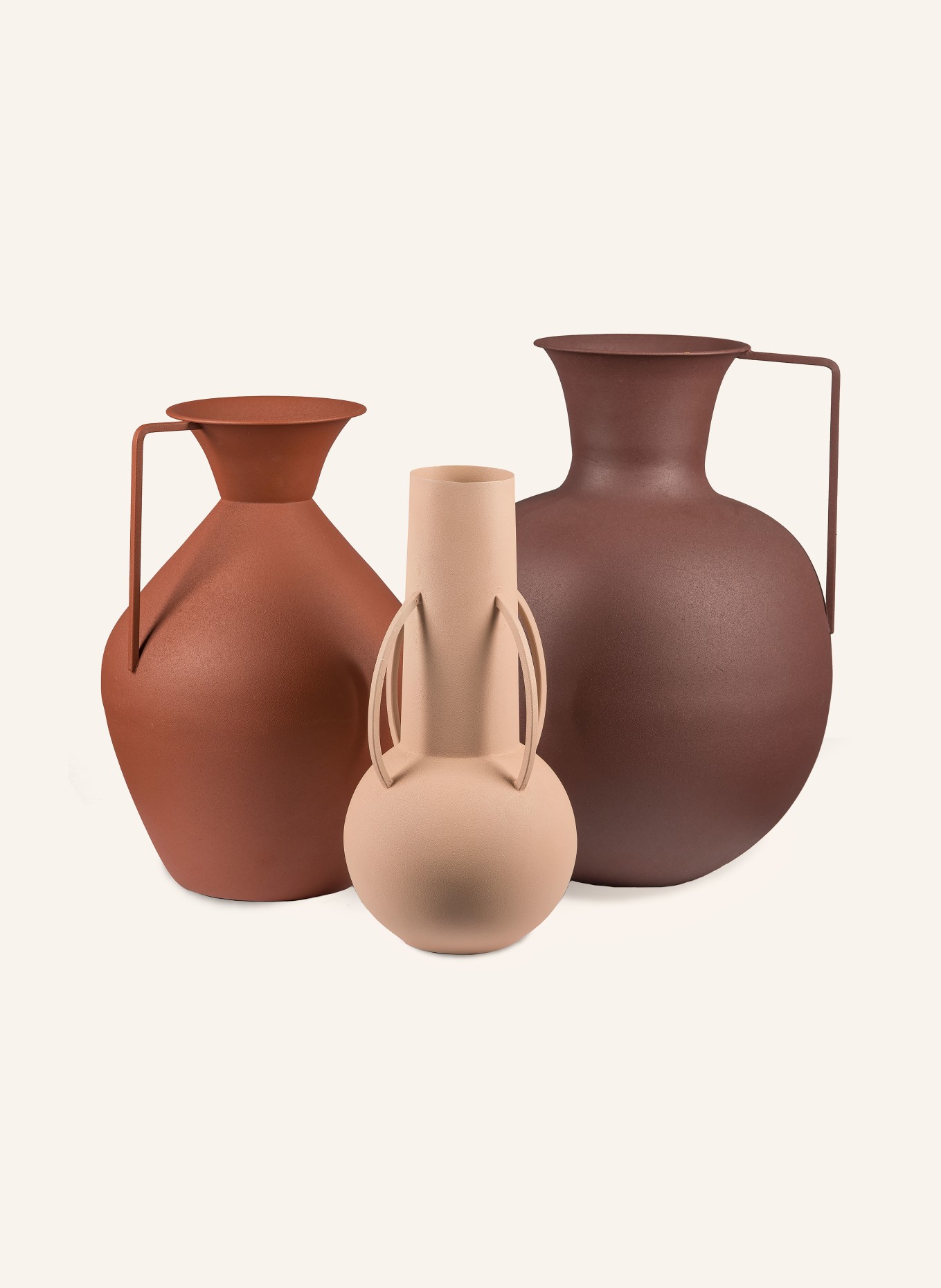 POLSPOTTEN Set van 3 vazen ROMAN: ZWART / BRUIN / CRÈME