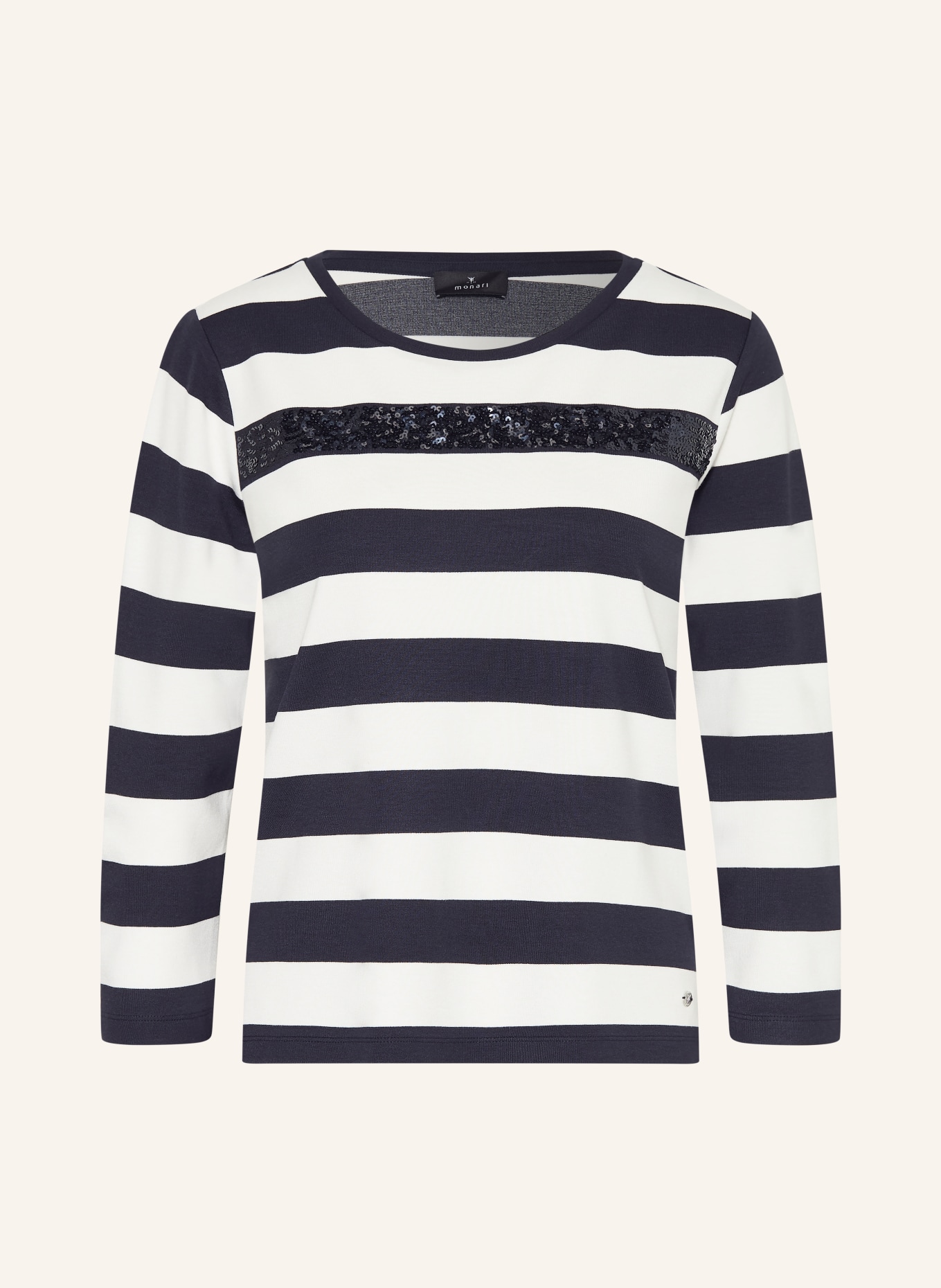 monari Blouse met pailletten: DONKERBLAUW / WIT / ZWART