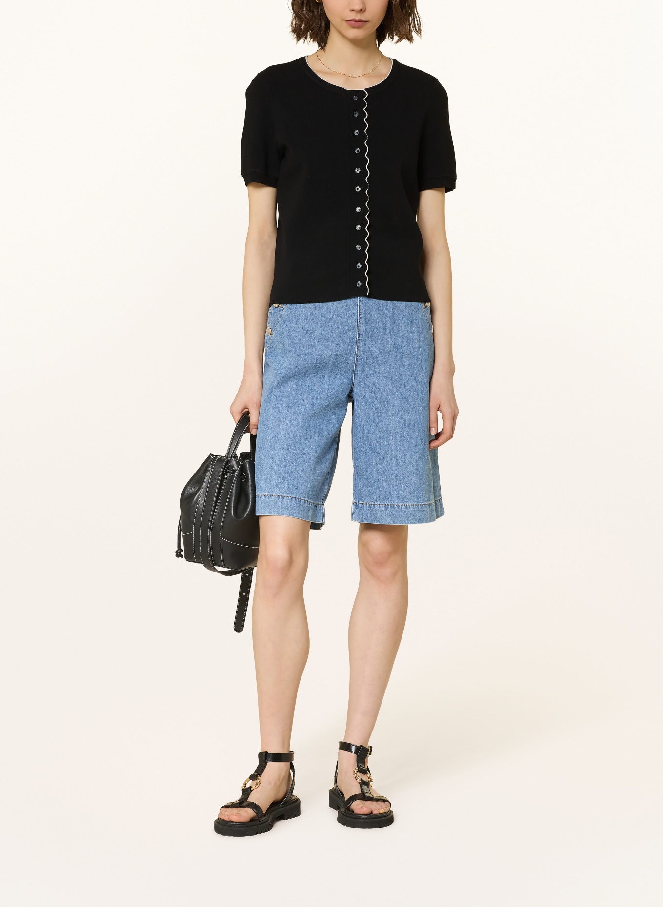 CLAUDIE PIERLOT Strickjacke: SCHWARZ / WEISS