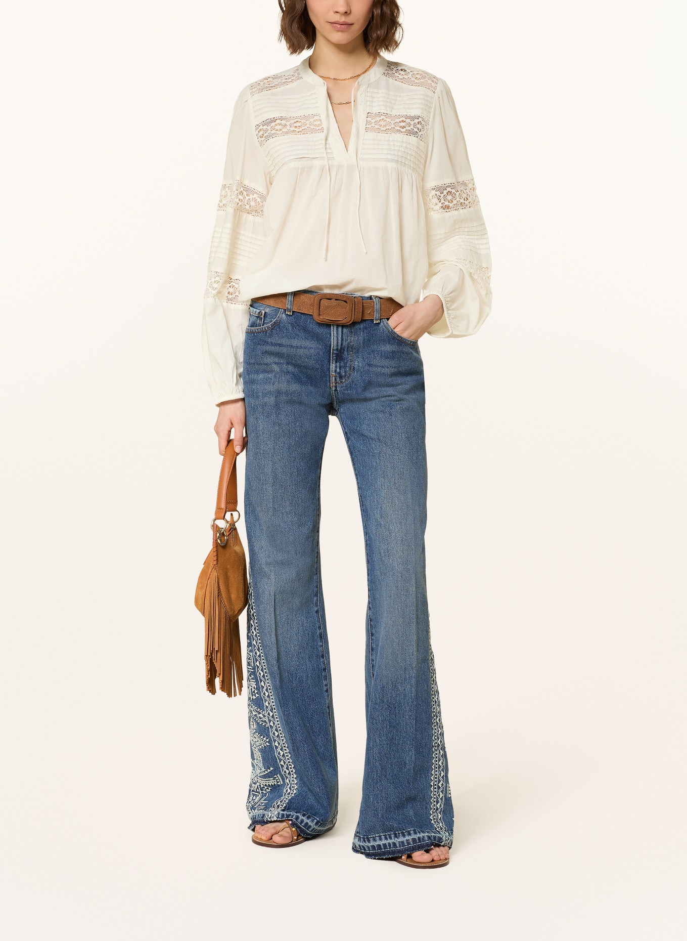 ba&sh Blusenshirt NAMI mit Spitze: CREME