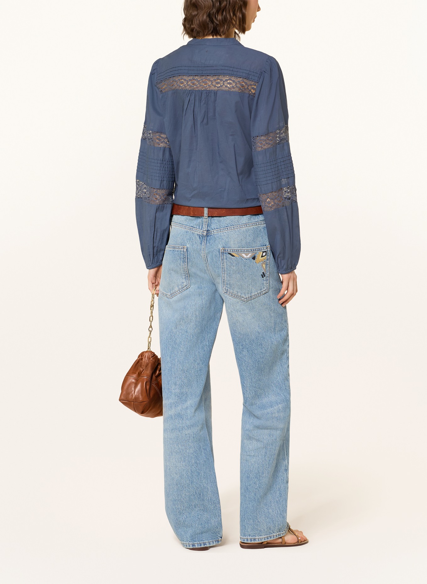 ba&sh Blusenshirt NAMI mit Spitze: BLAU