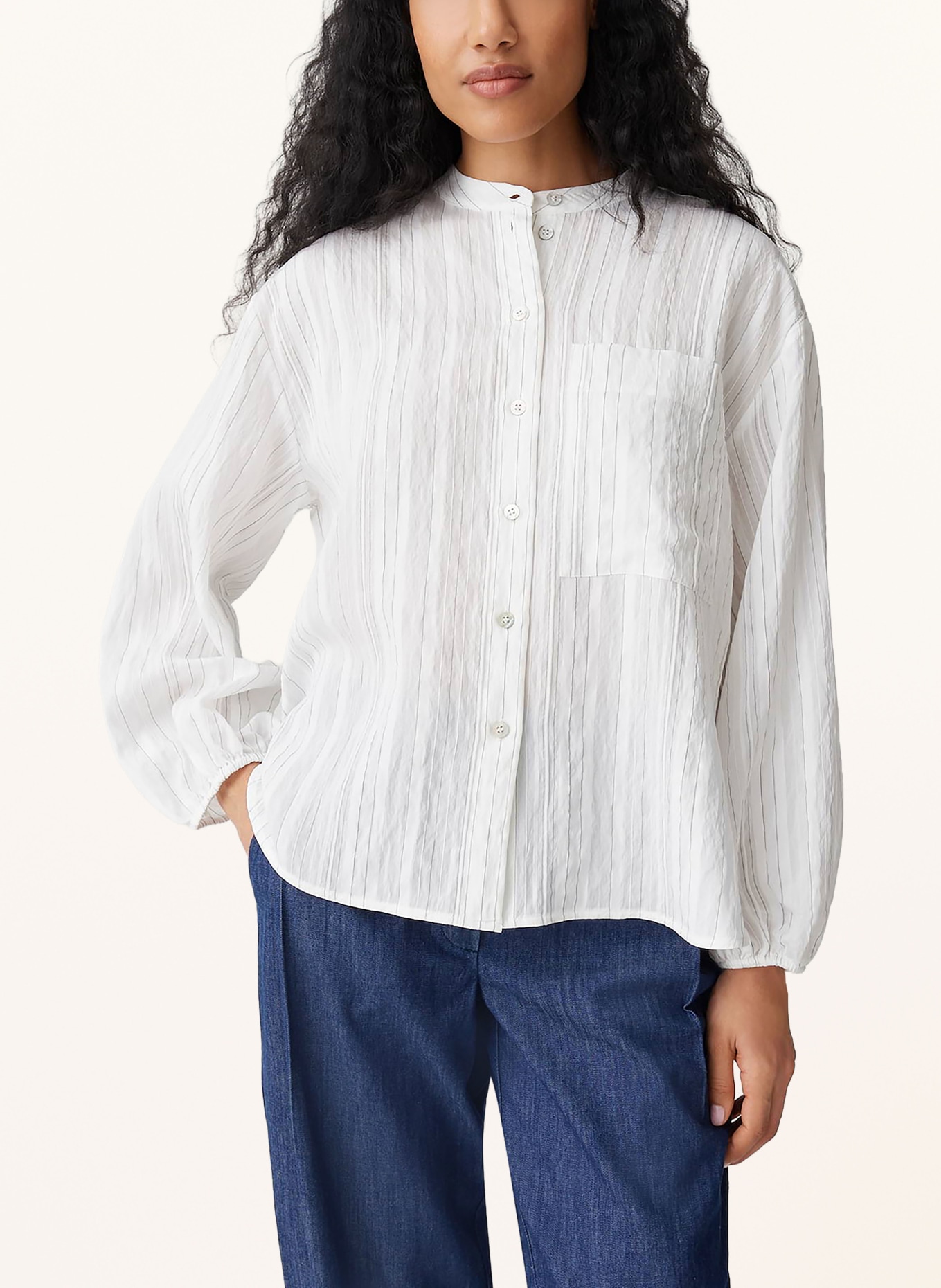 OPUS Bluse FLARIA: ECRU / SCHWARZ