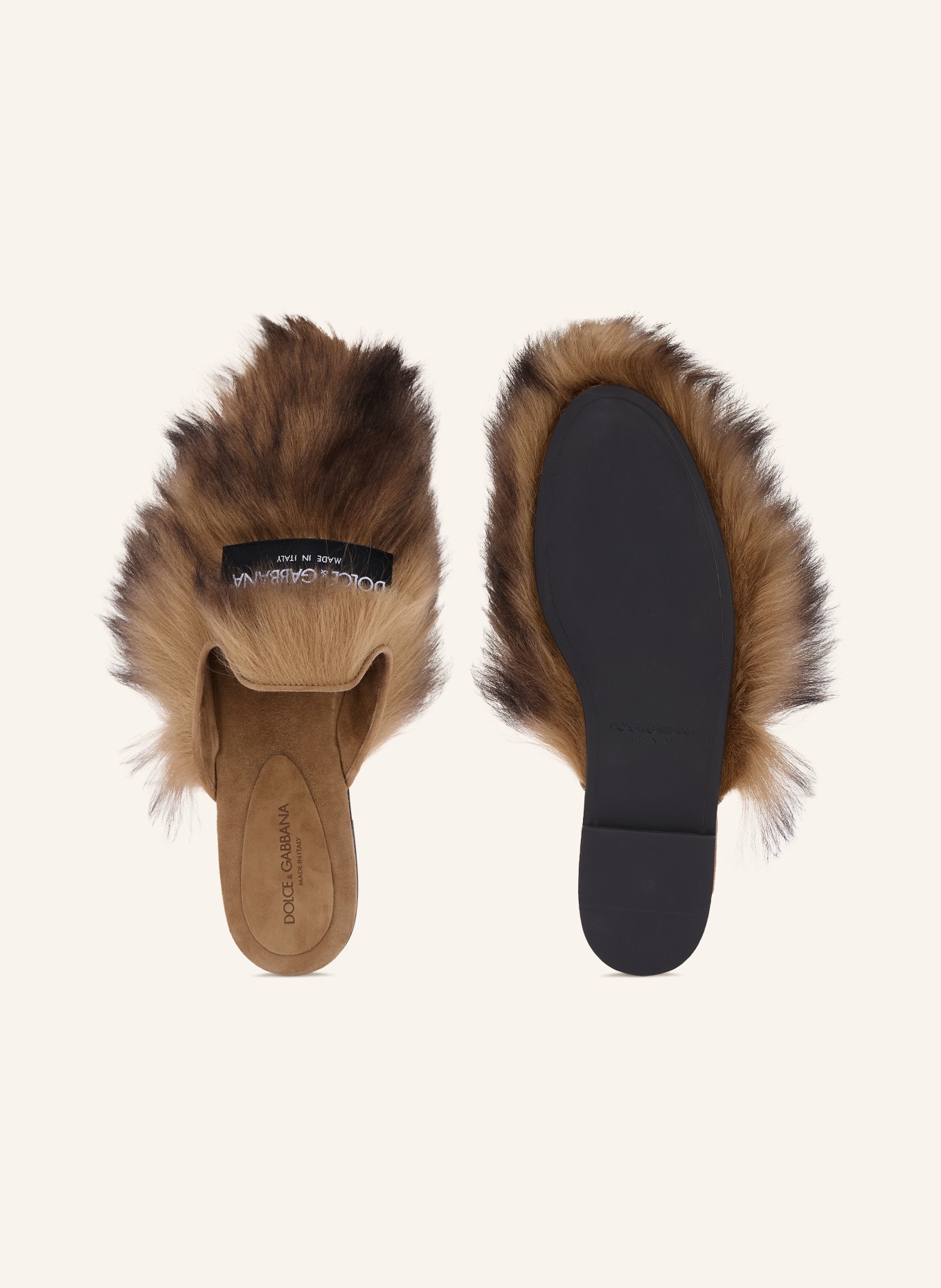 DOLCE & GABBANA Slippers: BEIGE / DARK BROWN