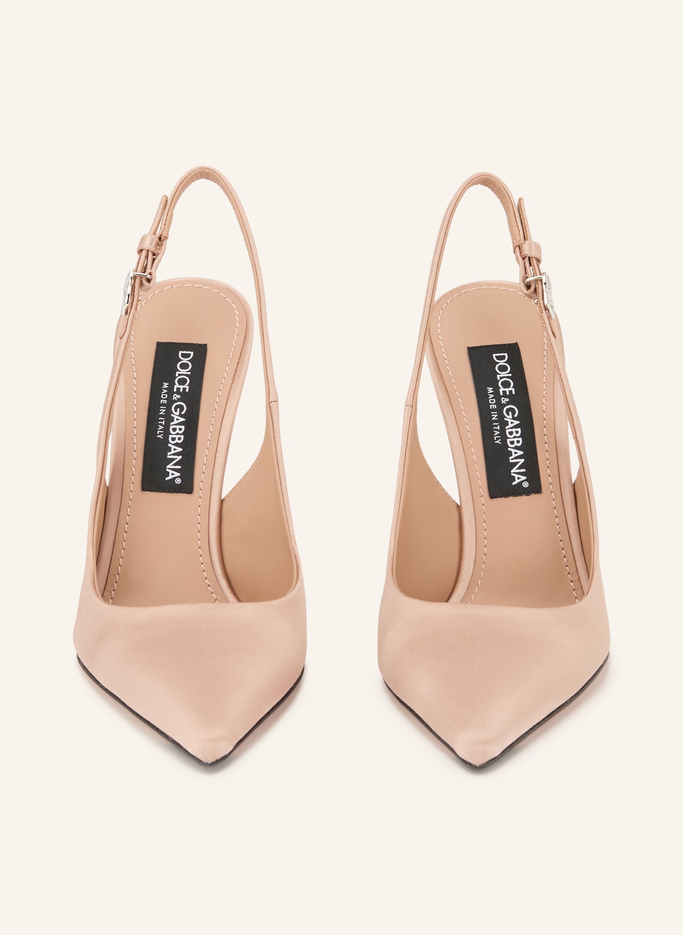 DOLCE & GABBANA Czółenka typu sling RASO: ŁOSOSIOWY / SREBRNY