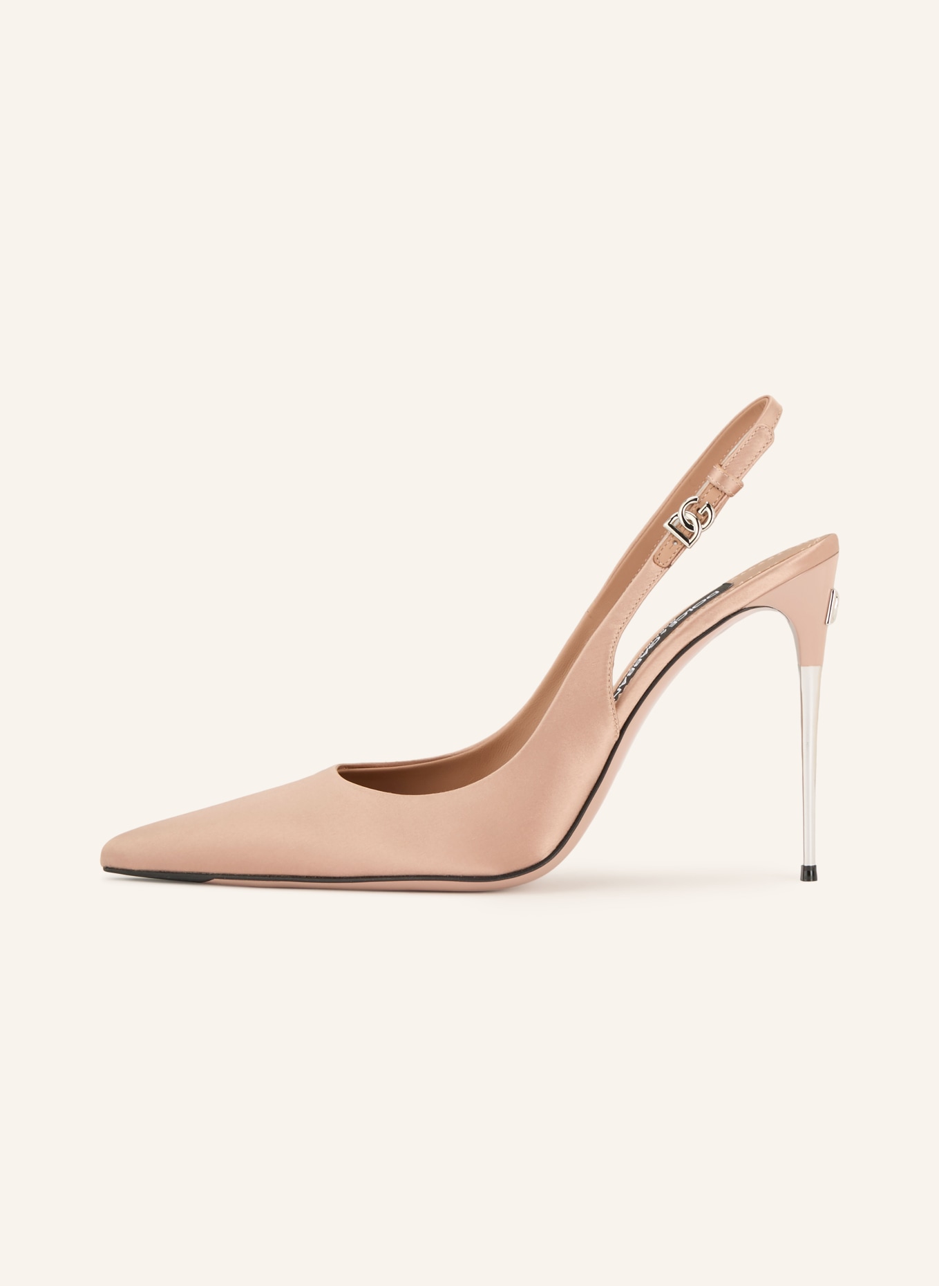 DOLCE & GABBANA Czółenka typu sling RASO: ŁOSOSIOWY / SREBRNY