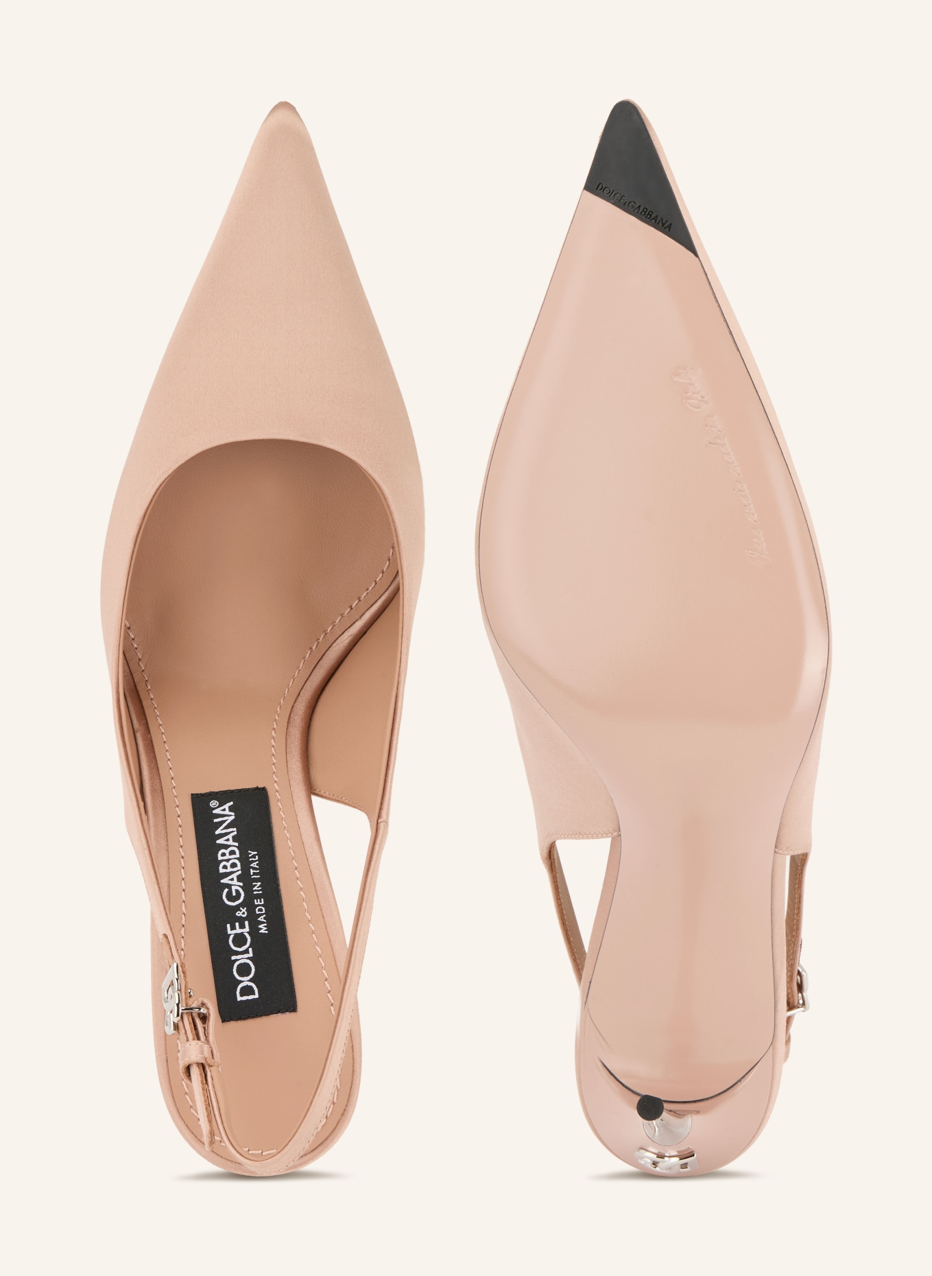 DOLCE & GABBANA Czółenka typu sling RASO: ŁOSOSIOWY / SREBRNY