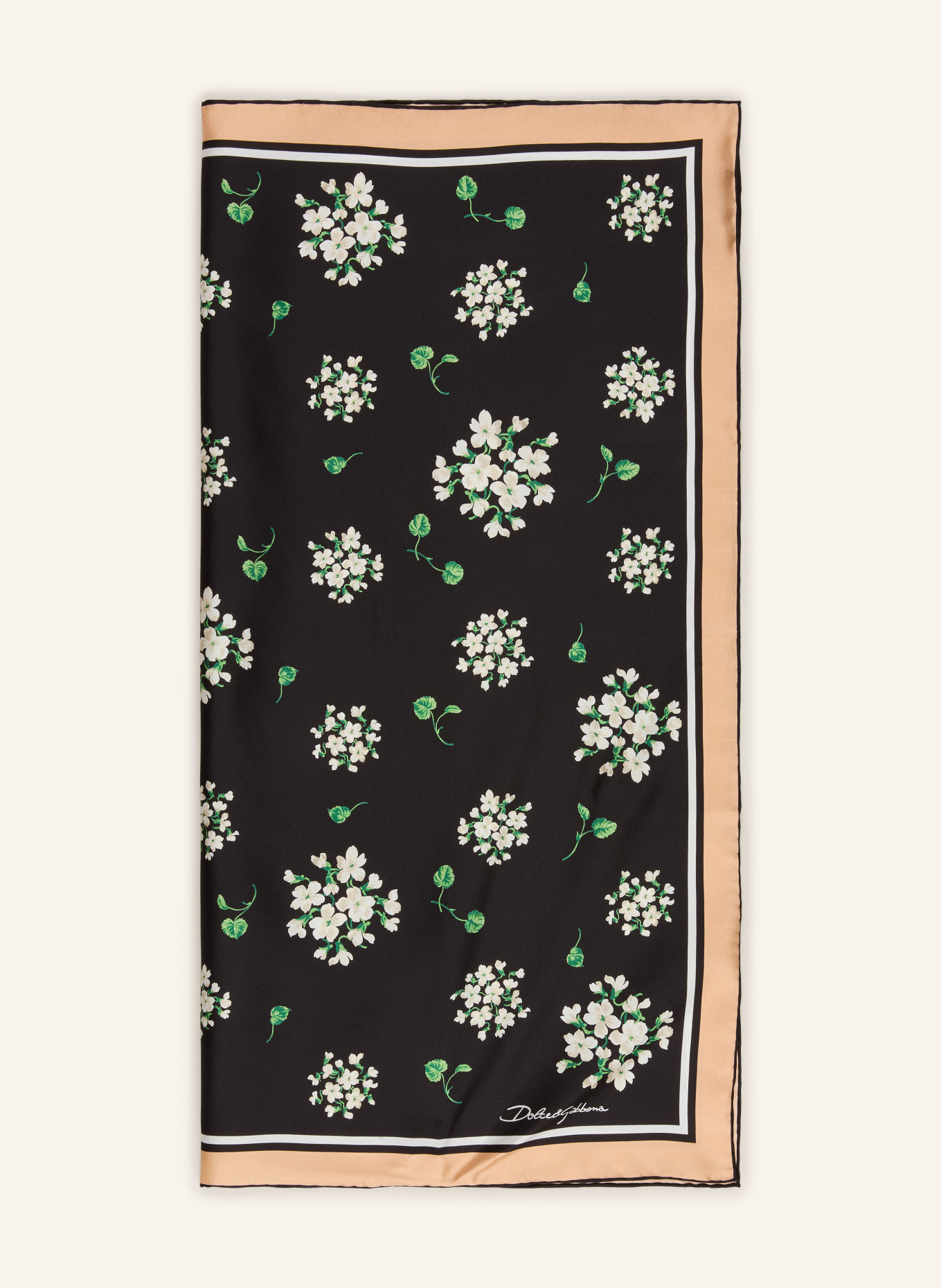 DOLCE & GABBANA Seidentuch: SCHWARZ / CAMEL / GRÜN