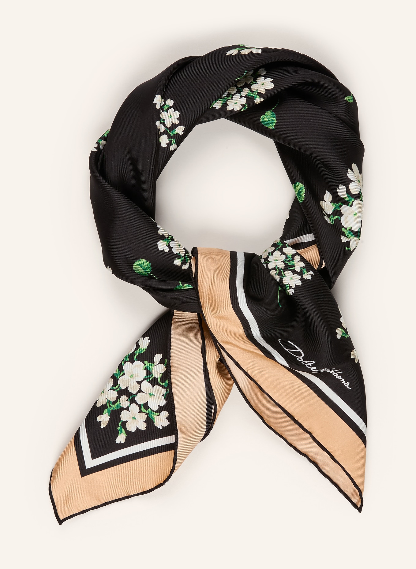 DOLCE & GABBANA Seidentuch: SCHWARZ / CAMEL / GRÜN