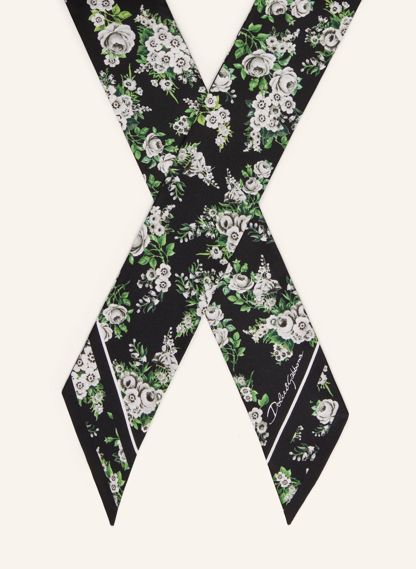 DOLCE & GABBANA Seidenschal: SCHWARZ / GRÜN / WEISS