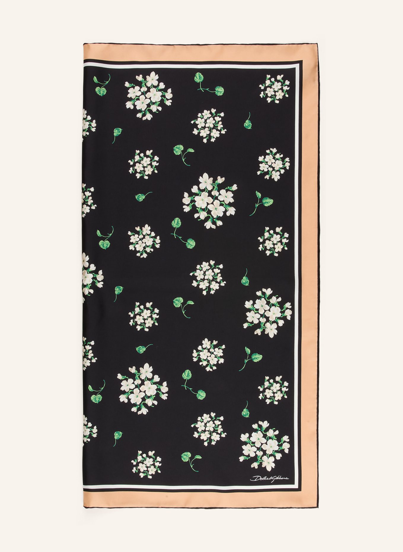 DOLCE & GABBANA Seidentuch: SCHWARZ / HELLBRAUN / HELLGRÜN