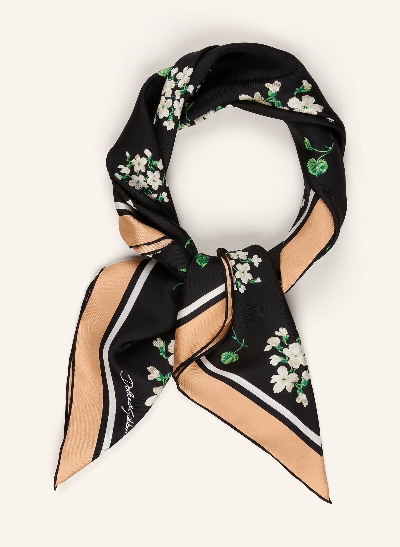 DOLCE & GABBANA Seidentuch: SCHWARZ / HELLBRAUN / HELLGRÜN