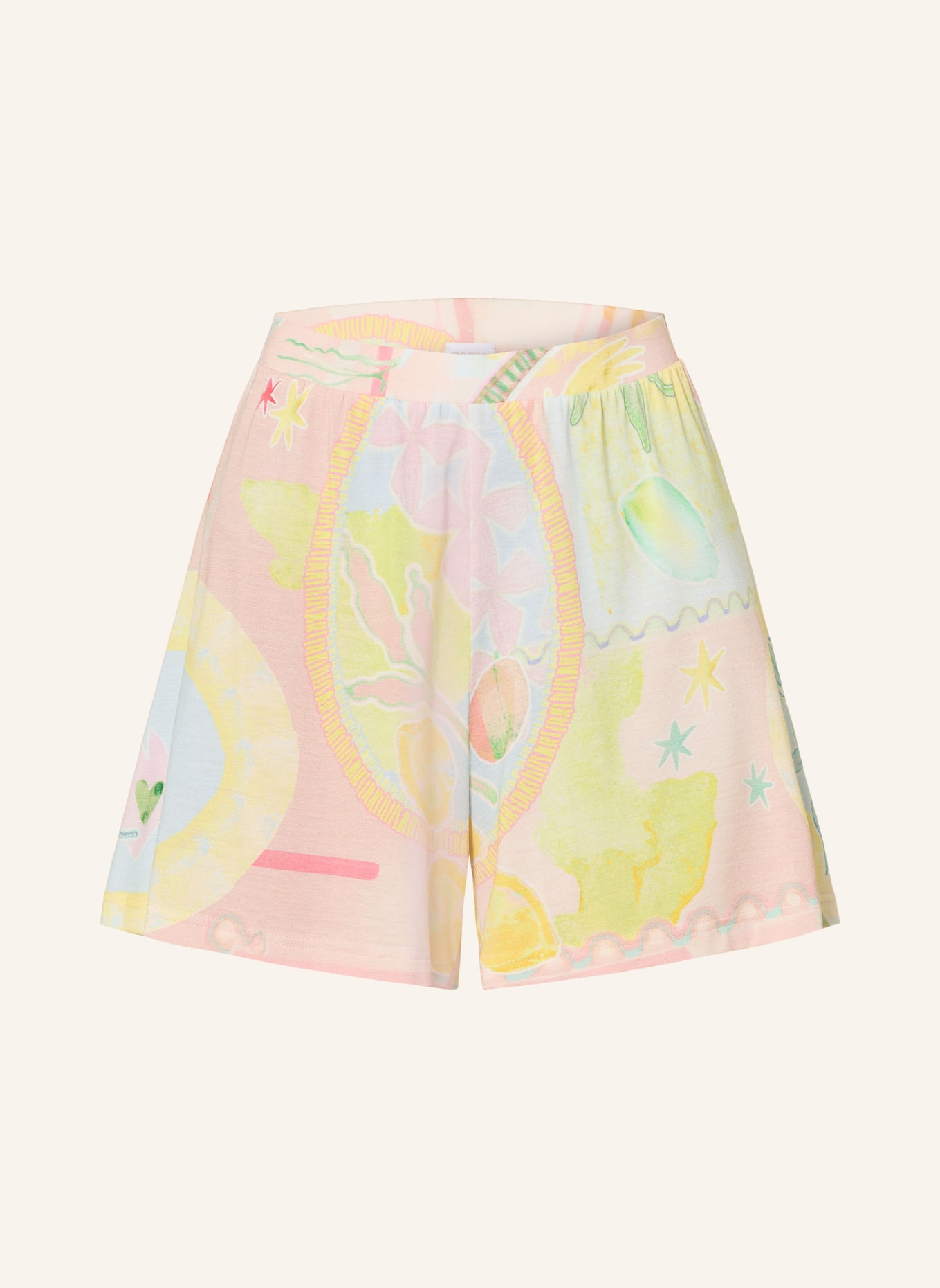 mey Schlafshorts Serie MYSTIC VOYAGE: HELLBLAU / ROSA / GELB