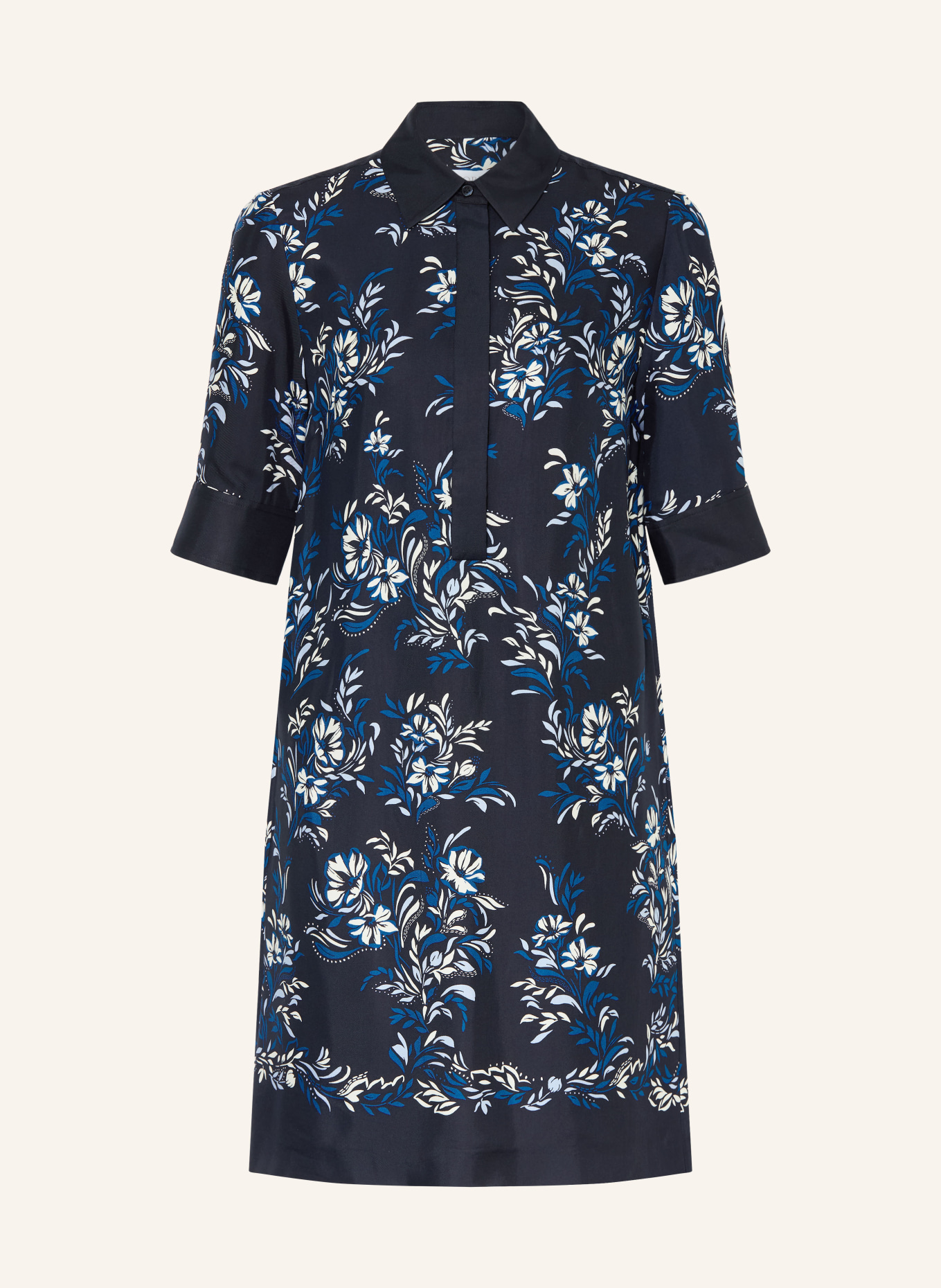 HOBBS Hemdblusenkleid MARCIELLA: DUNKELBLAU / BLAU / WEISS