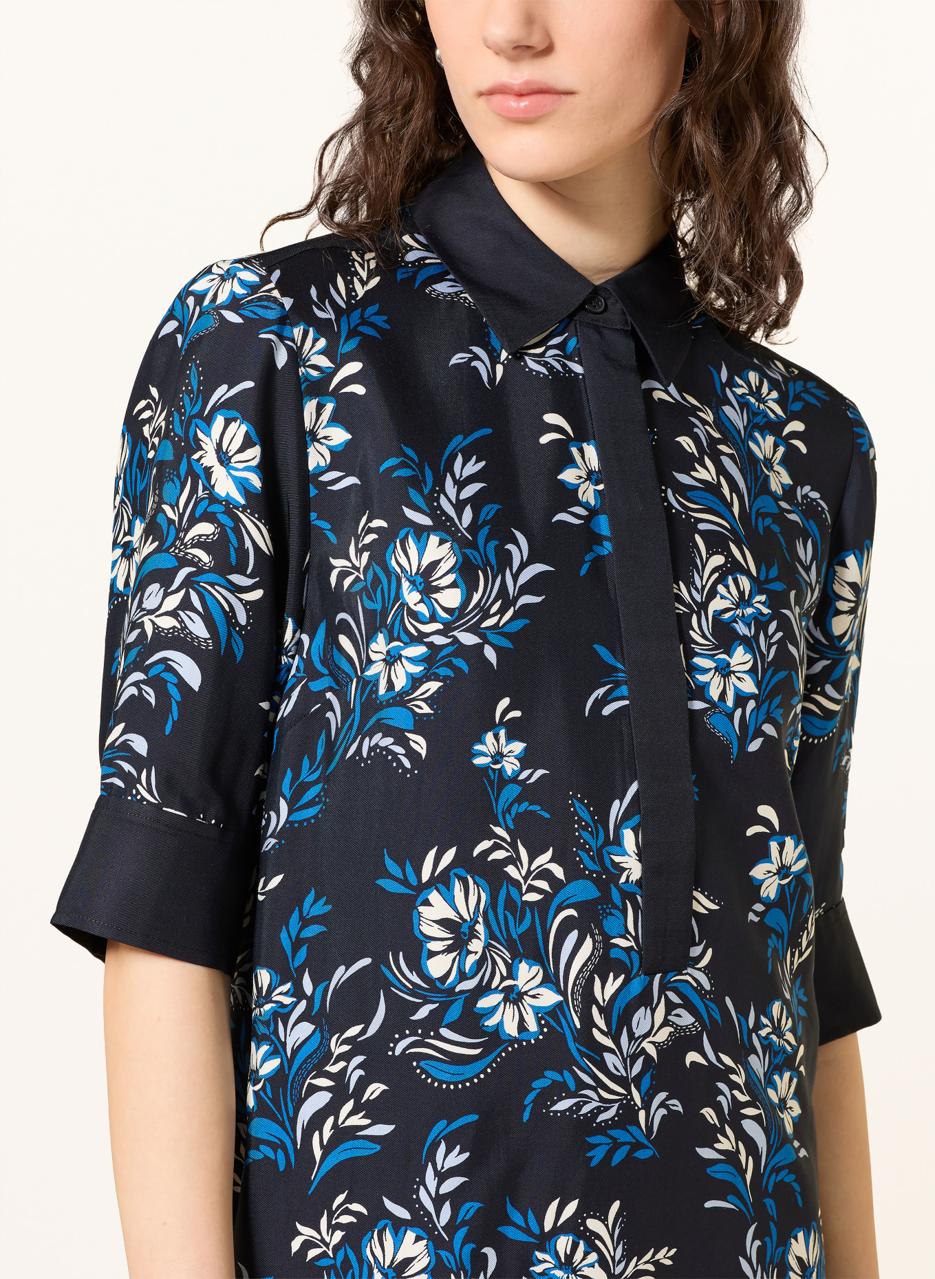 HOBBS Hemdblusenkleid MARCIELLA: DUNKELBLAU / BLAU / WEISS