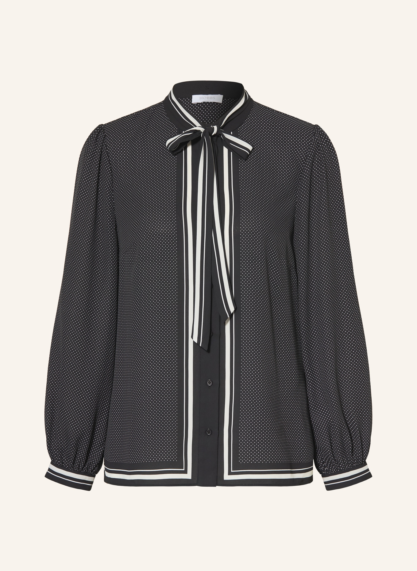 HOBBS Chemisier à col lavallière VALERIE: BLEU FONCÉ / BLANC