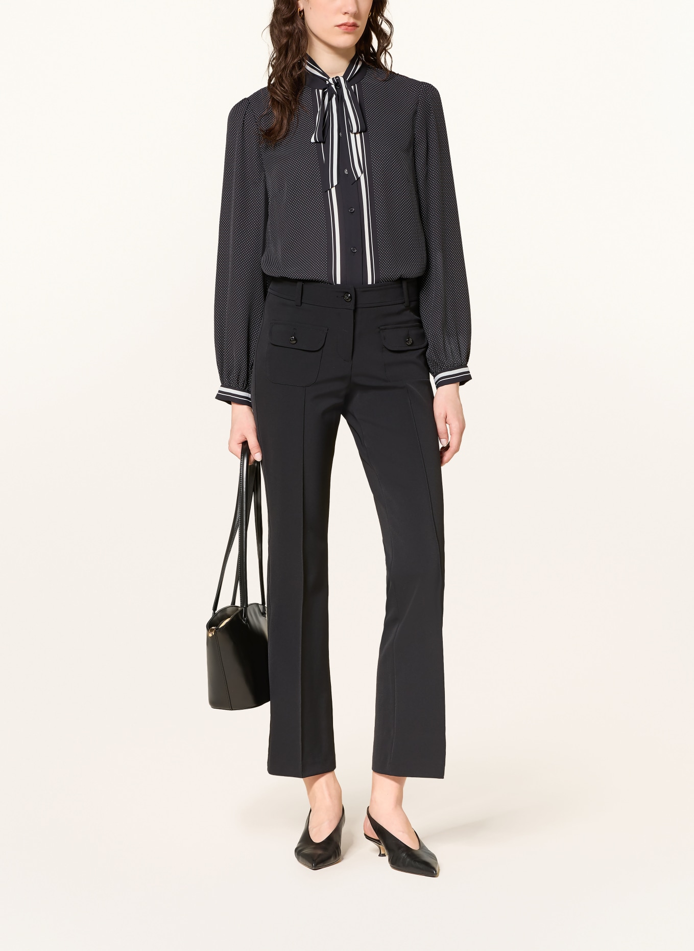 HOBBS Chemisier à col lavallière VALERIE: BLEU FONCÉ / BLANC