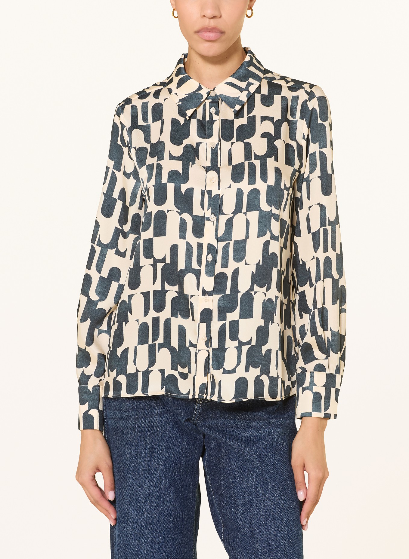 HOBBS Chemisier VELMA en satin: BLEU FONCÉ / CRÈME