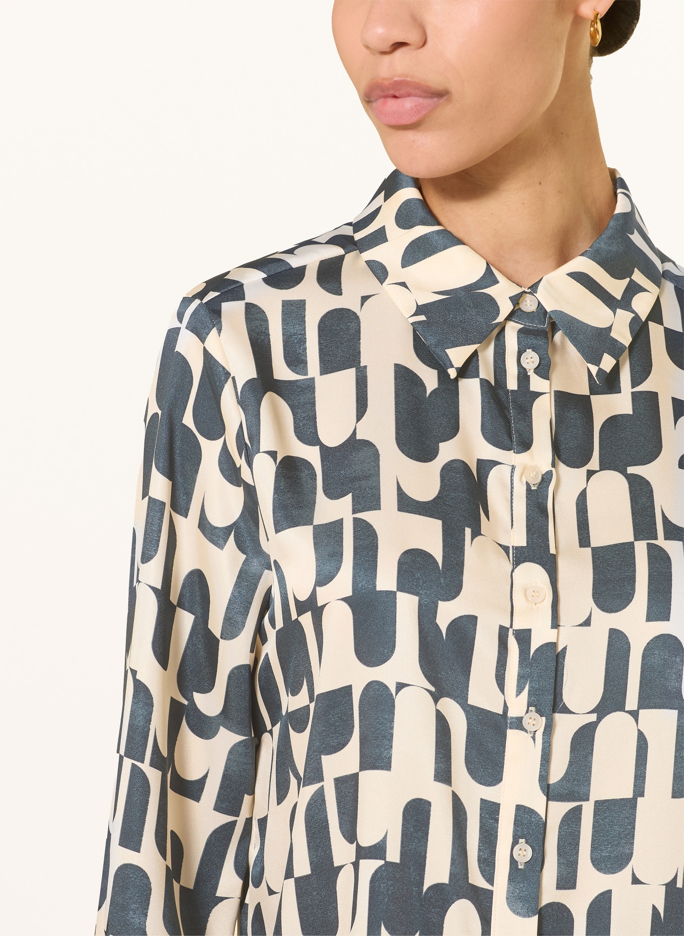 HOBBS Chemisier VELMA en satin: BLEU FONCÉ / CRÈME