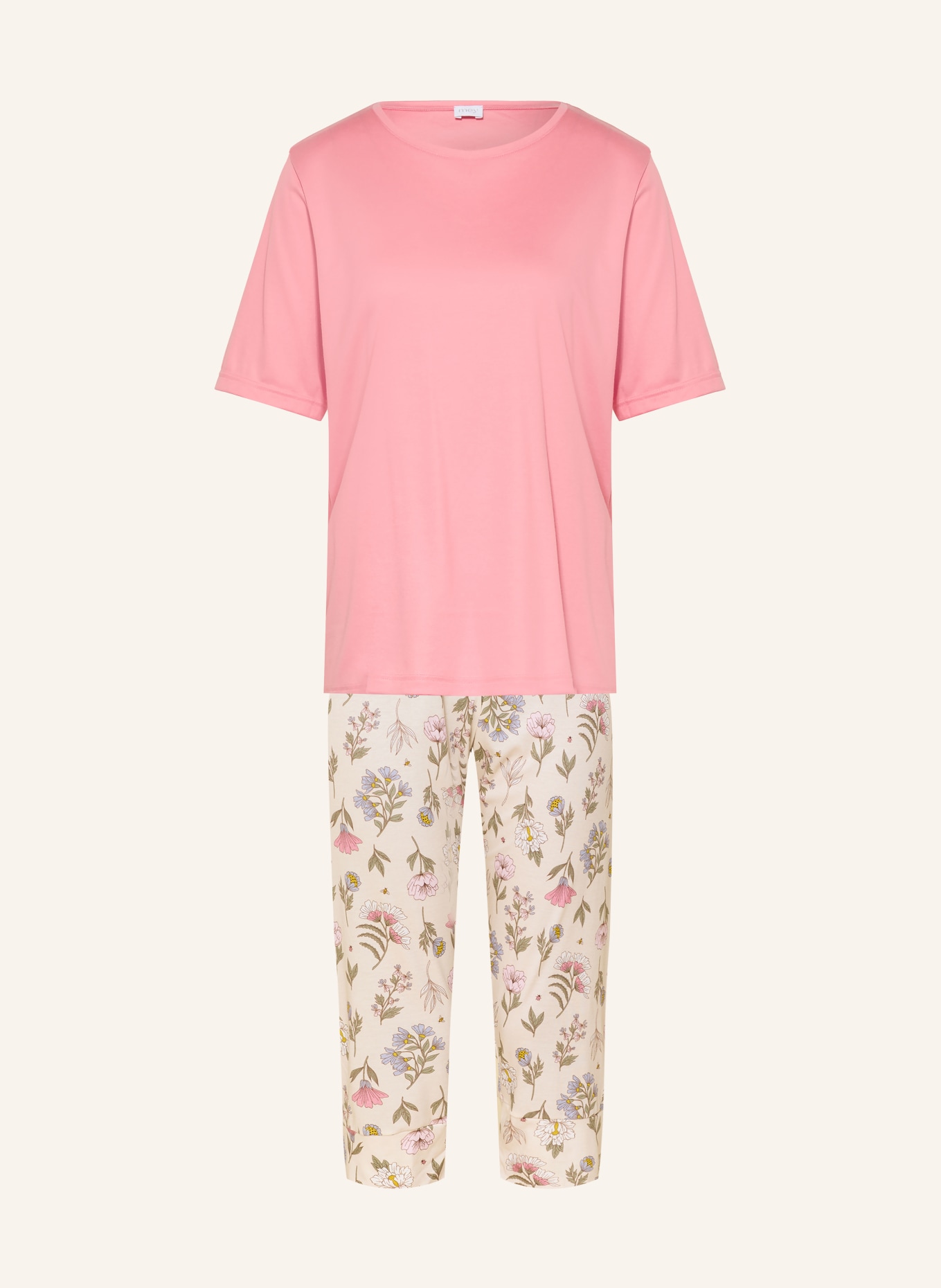 mey 3/4-Schlafanzug Serie BOTANIC GARDEN: CREME / ROSA / OLIV