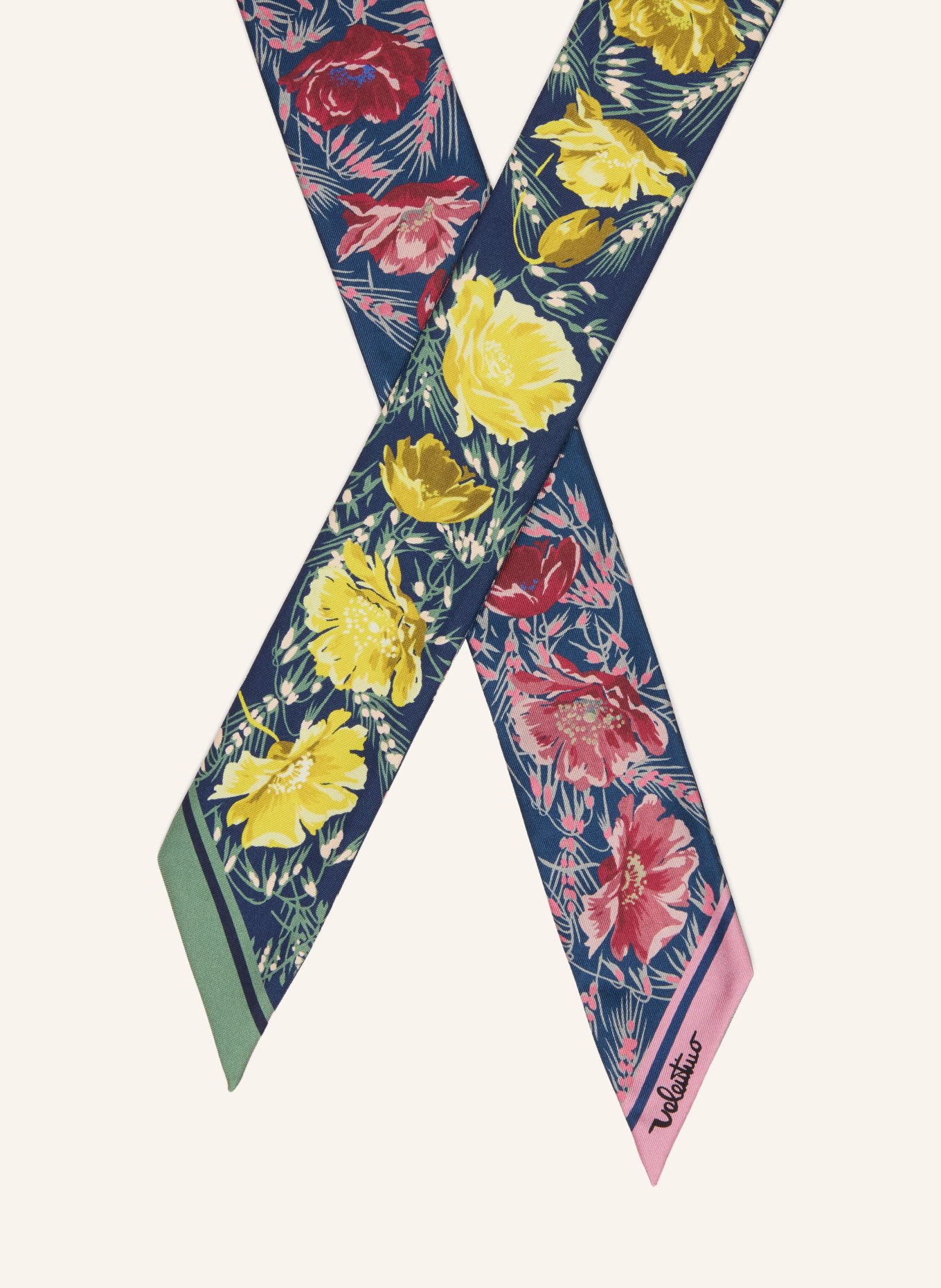 VALENTINO GARAVANI Seidenschal: DUNKELBLAU / DUNKELROT / GELB