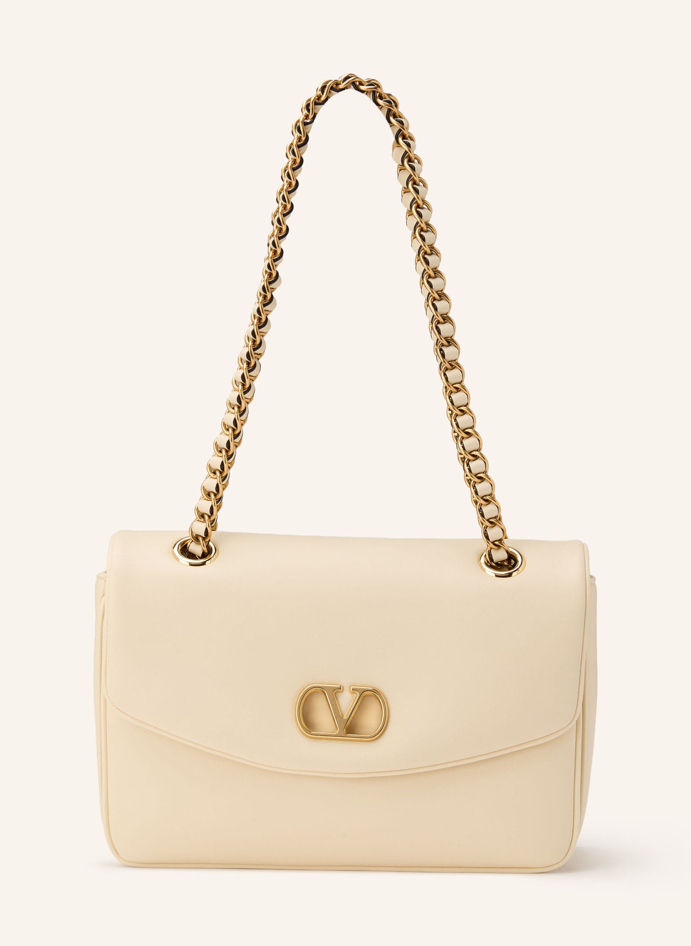 VALENTINO GARAVANI DJUNA MEDIUM Shoulder Bag: ECRU / GOLD
