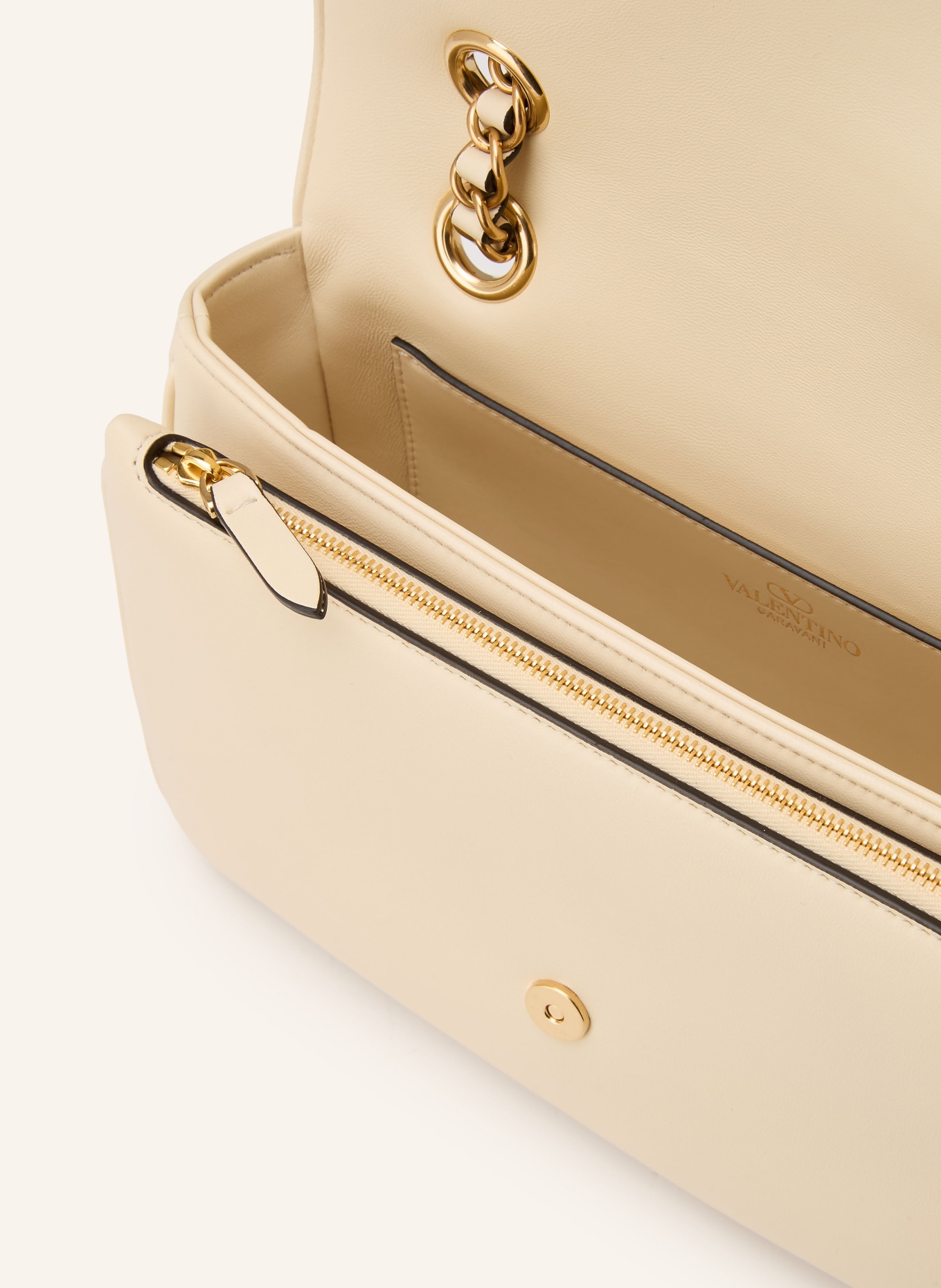 VALENTINO GARAVANI DJUNA MEDIUM Shoulder Bag: ECRU / GOLD