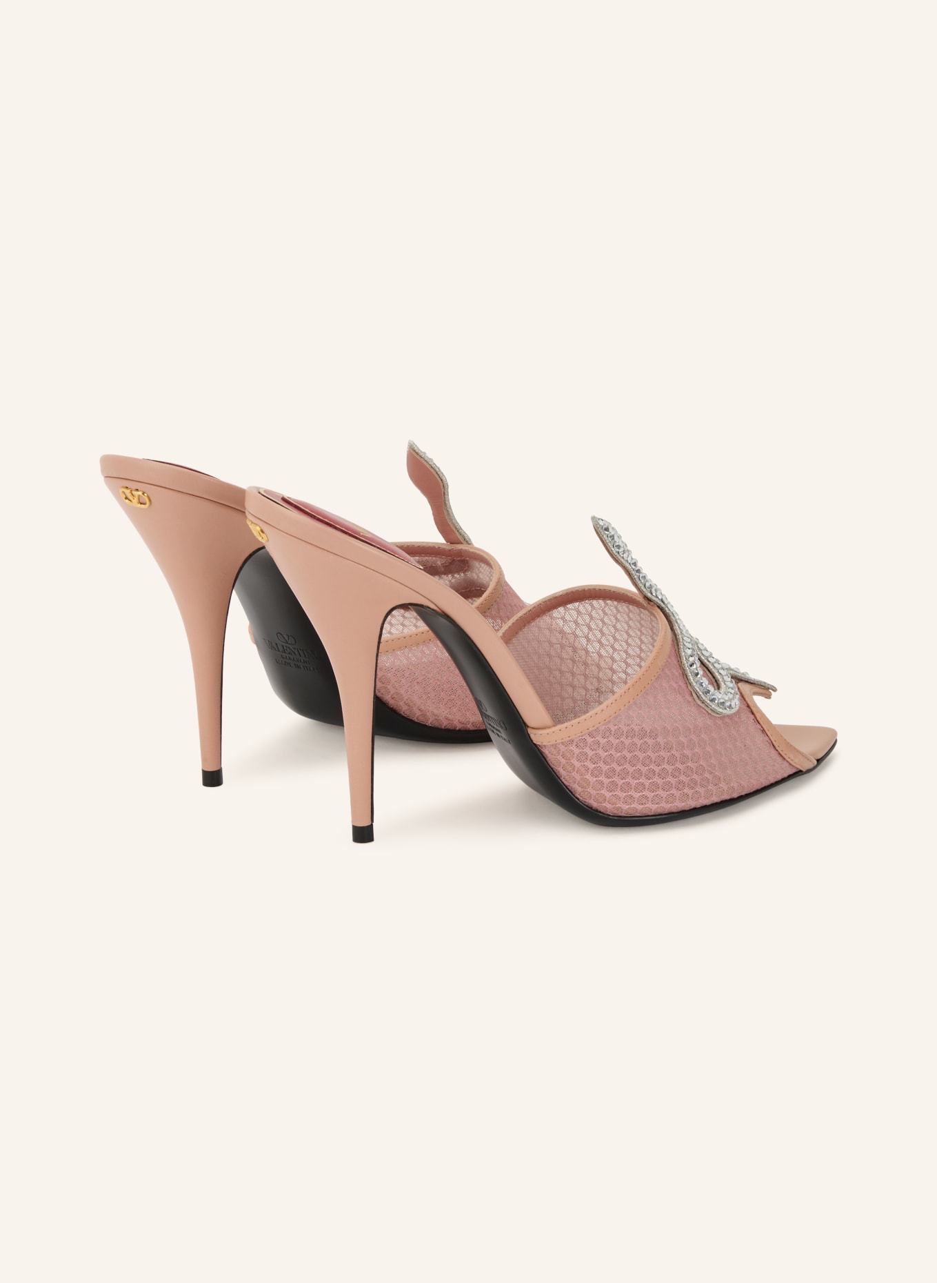 VALENTINO GARAVANI Mules mit Schmucksteinen: ROSÉ / SILBER