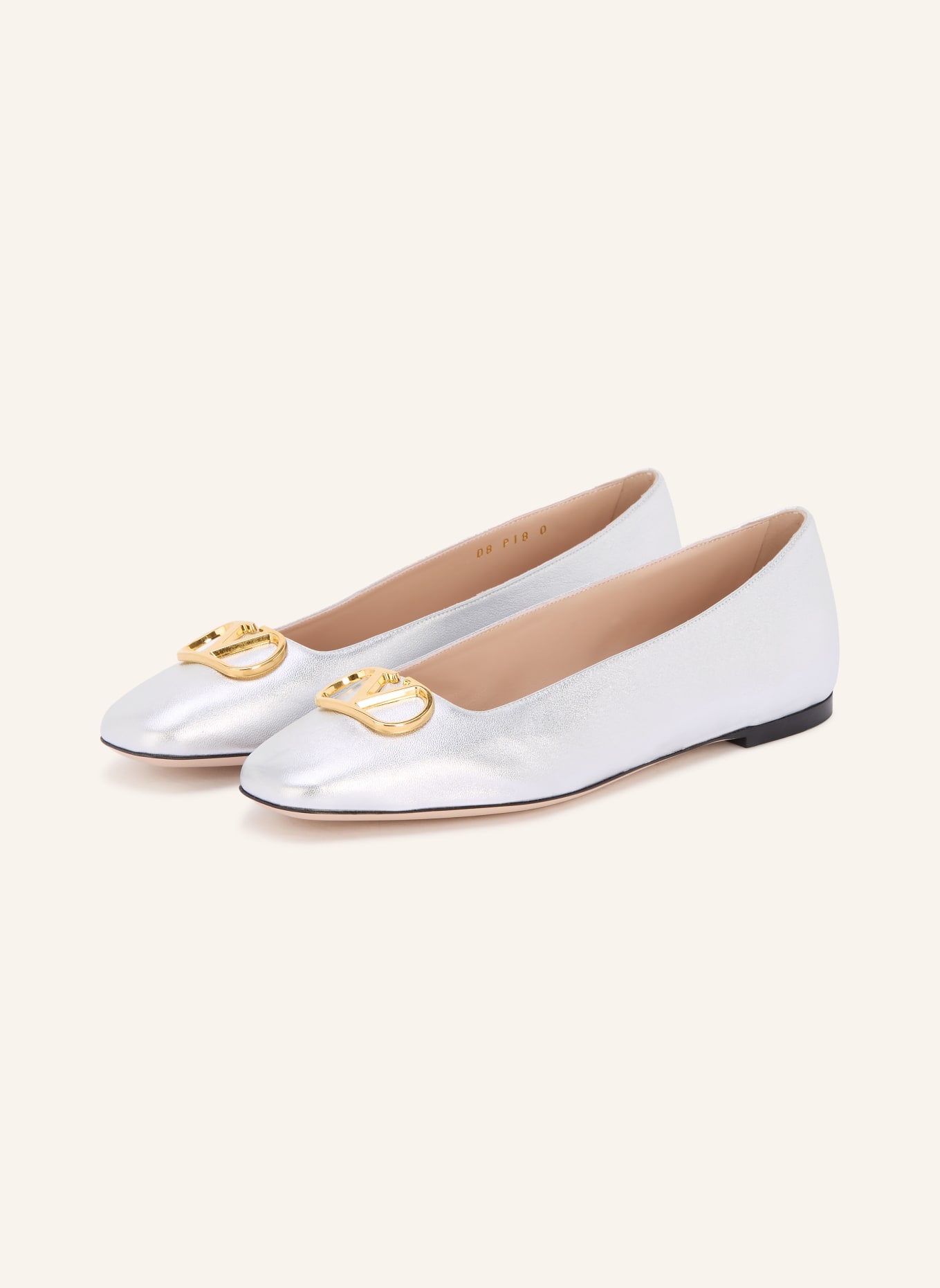 VALENTINO GARAVANI VLOGO SIGNATURE ballerina flats: SILVER / GOLD