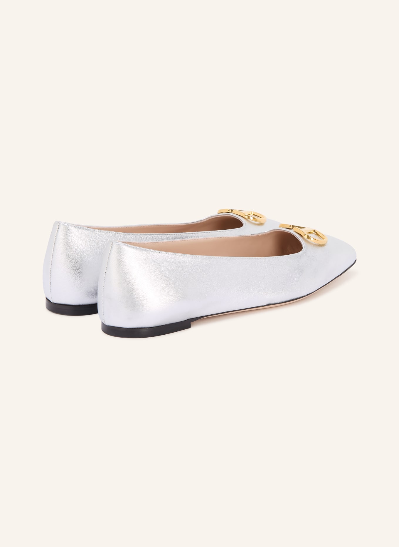 VALENTINO GARAVANI VLOGO SIGNATURE ballerina flats: SILVER / GOLD