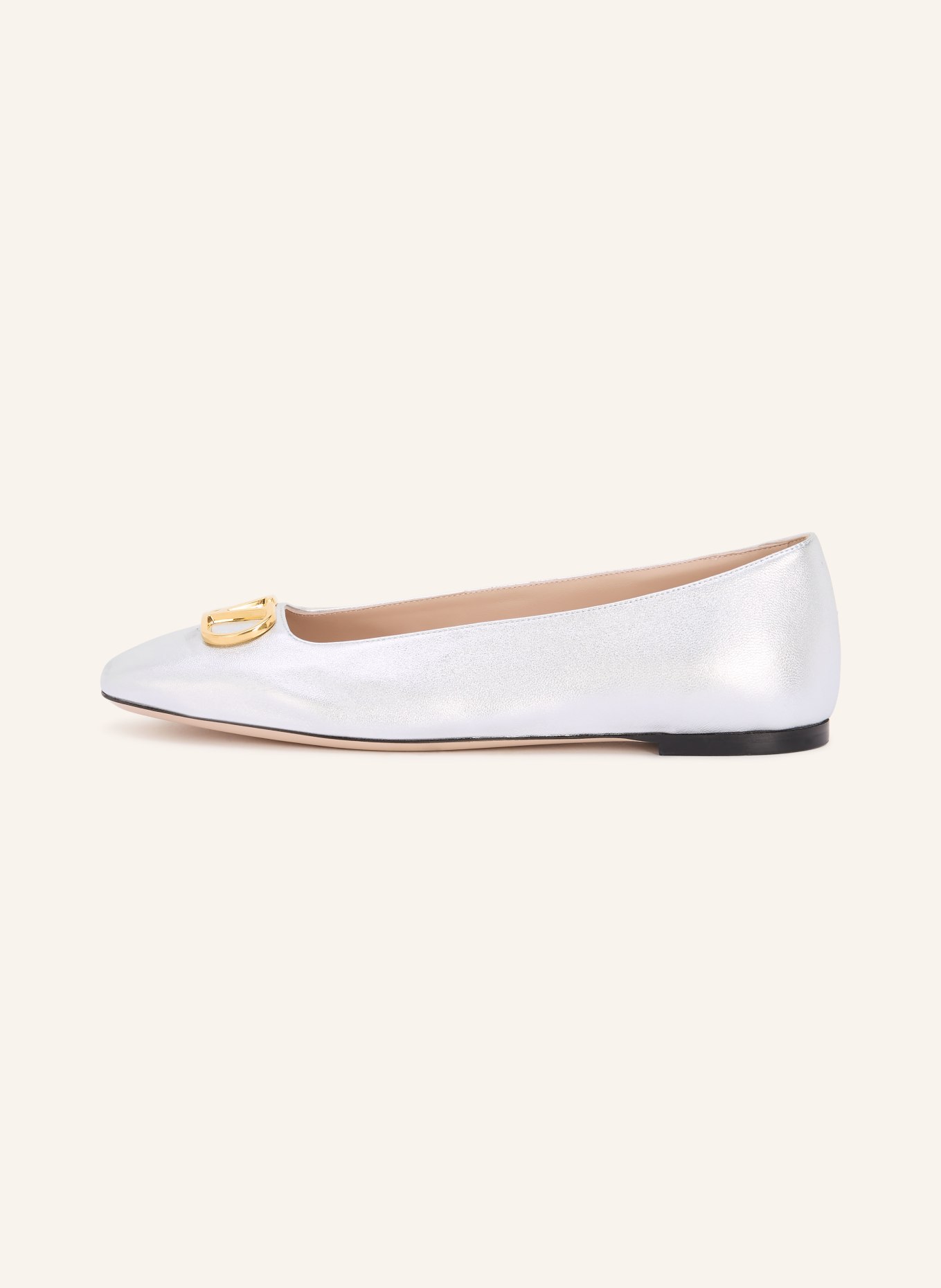 VALENTINO GARAVANI VLOGO SIGNATURE ballerina flats: SILVER / GOLD