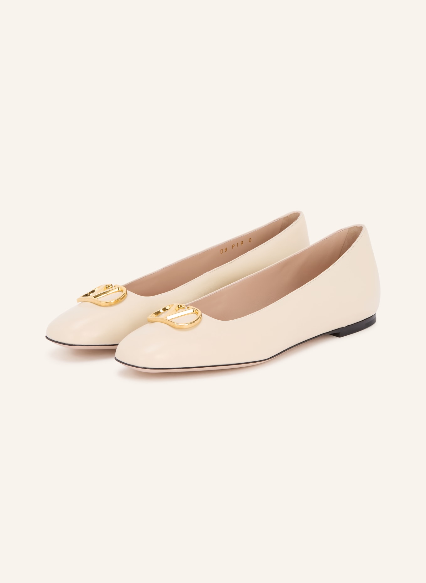 VALENTINO GARAVANI VLOGO SIGNATURE ballerina flats: CREAM / GOLD