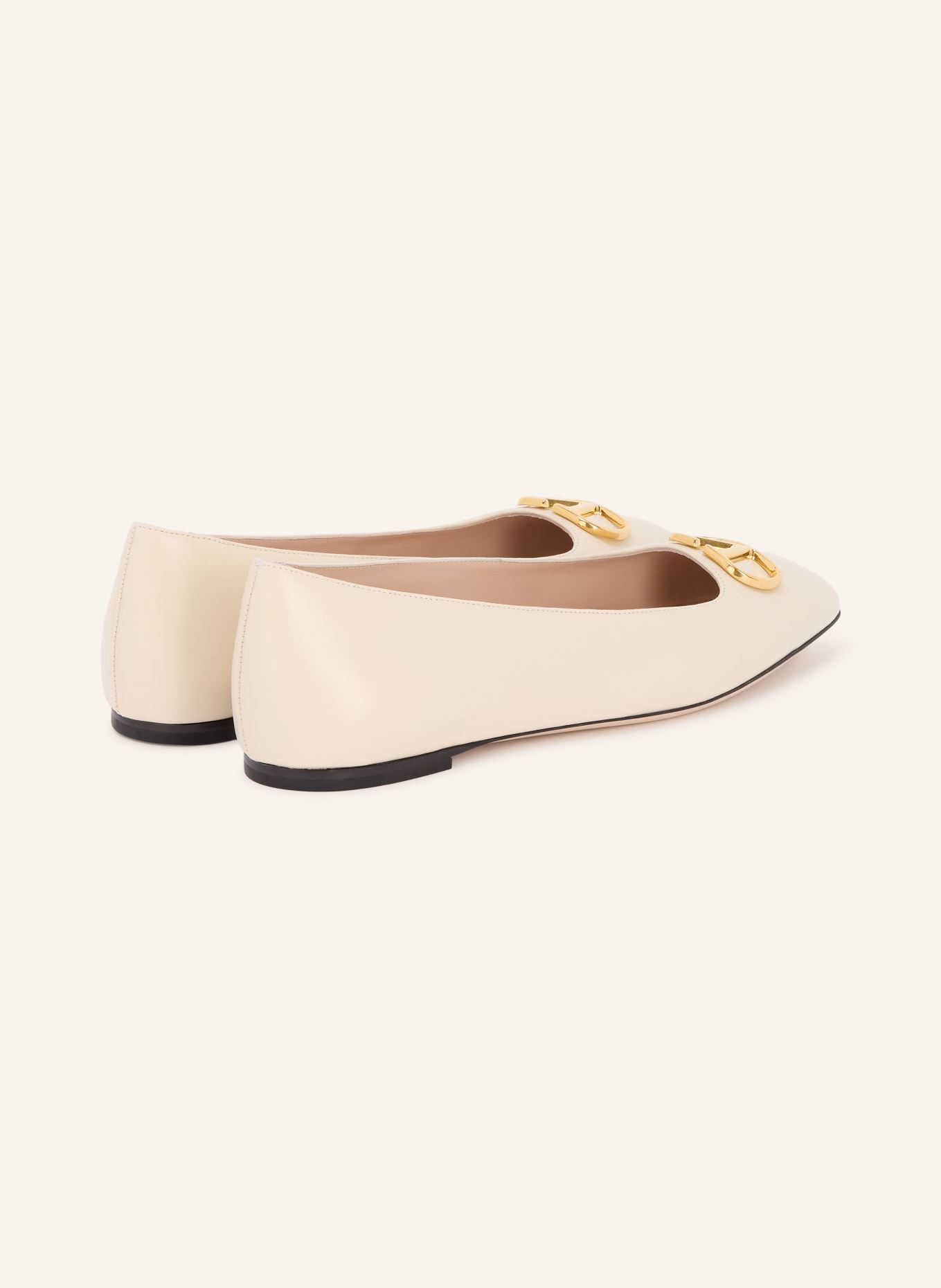 VALENTINO GARAVANI VLOGO SIGNATURE ballerina flats: CREAM / GOLD