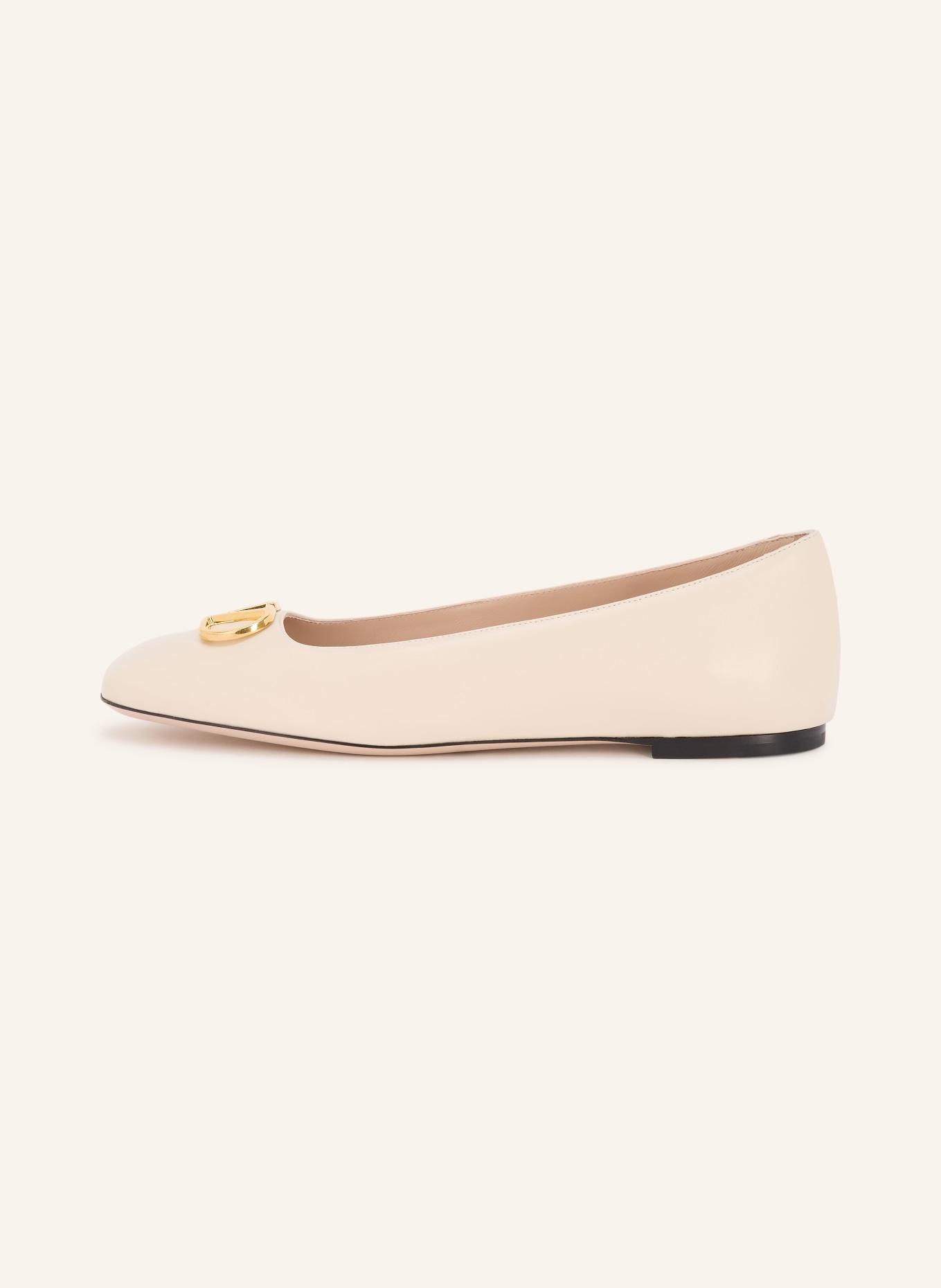 VALENTINO GARAVANI VLOGO SIGNATURE ballerina flats: CREAM / GOLD