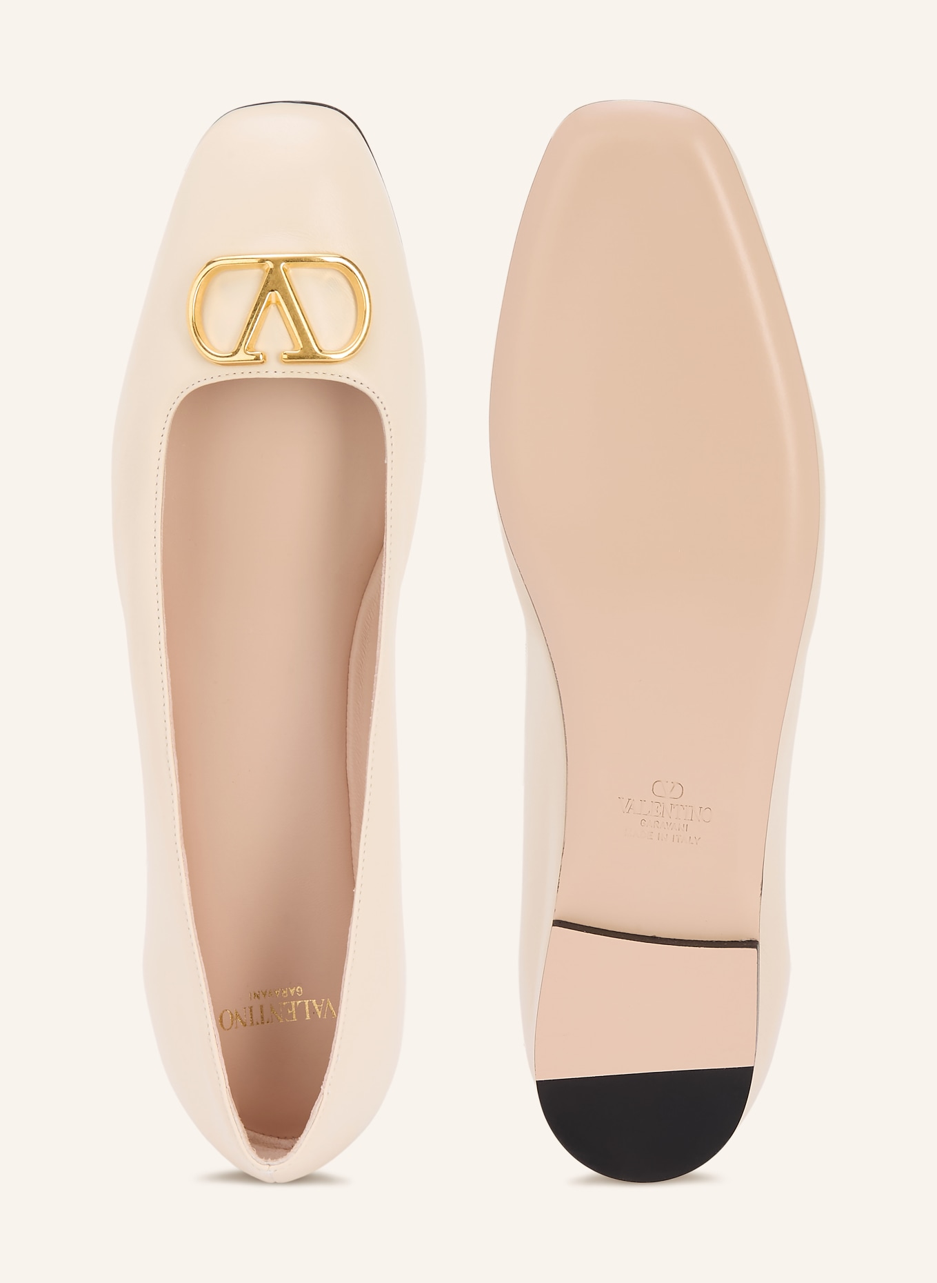 VALENTINO GARAVANI VLOGO SIGNATURE ballerina flats: CREAM / GOLD