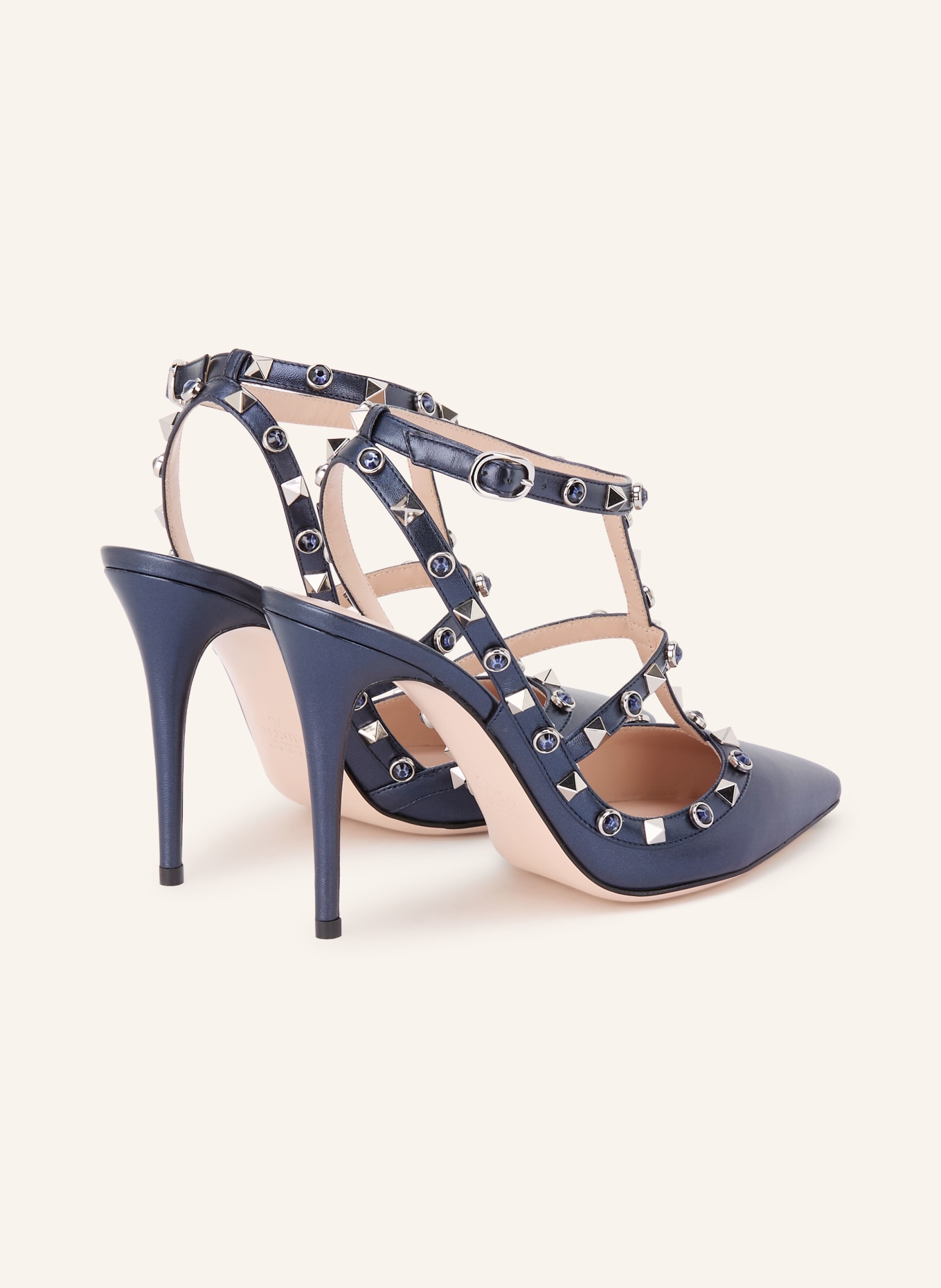 VALENTINO GARAVANI Slingpumps ROCKSTUD mit Nieten und Schmucksteinen: DUNKELBLAU