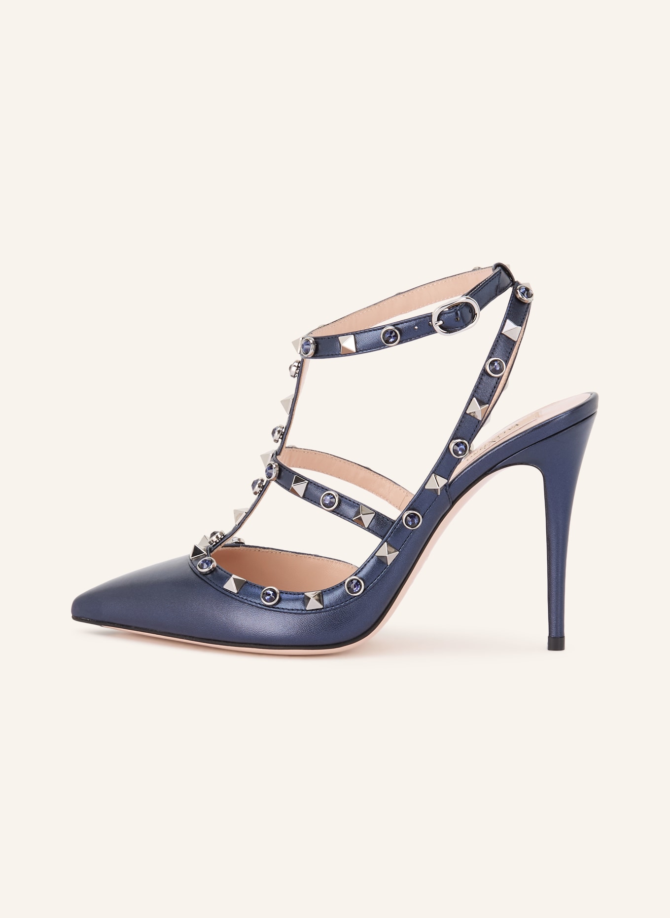 VALENTINO GARAVANI Slingpumps ROCKSTUD mit Nieten und Schmucksteinen: DUNKELBLAU