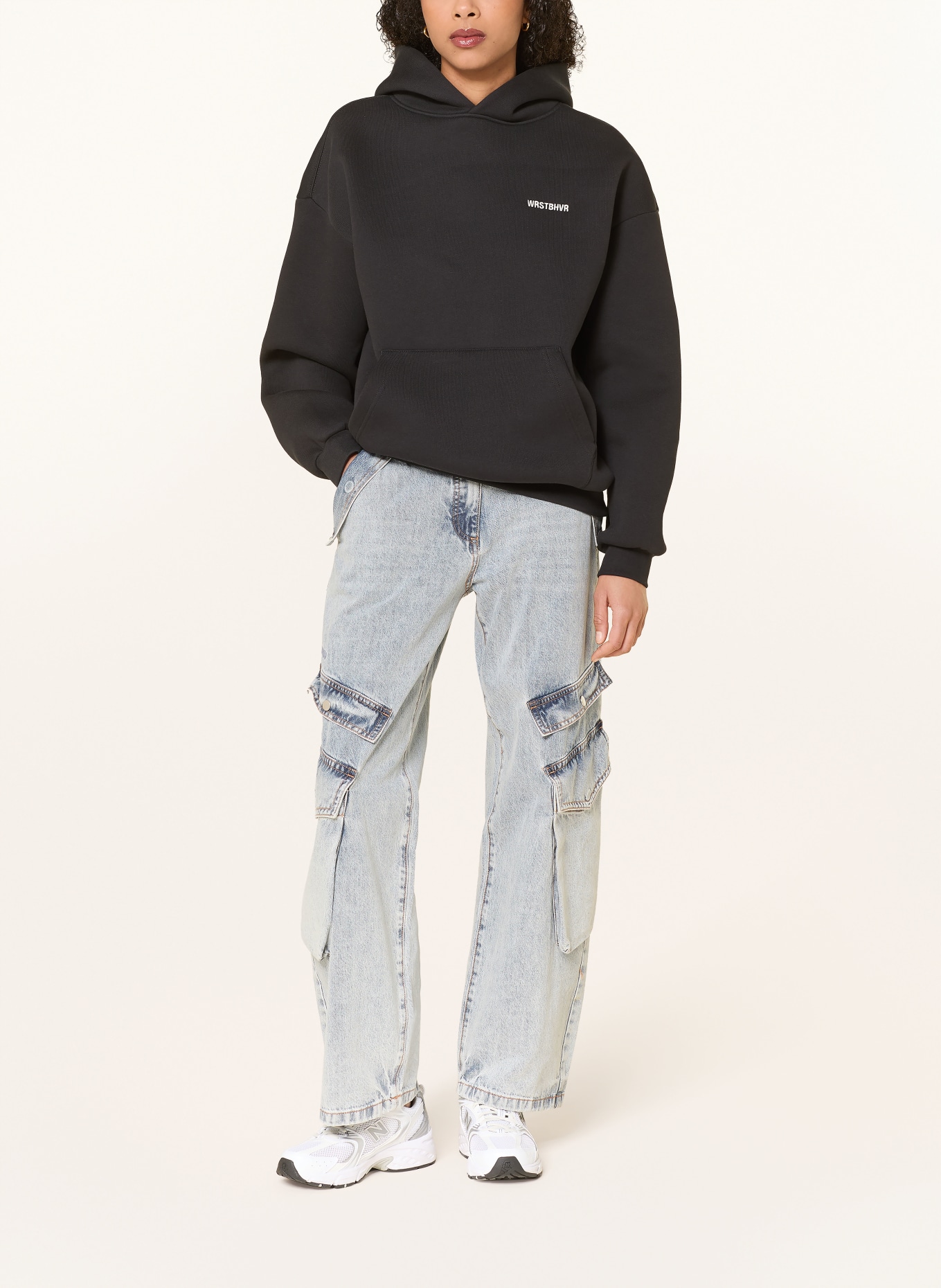 WRSTBHVR Oversized hoodie HAKO: BLACK / WHITE