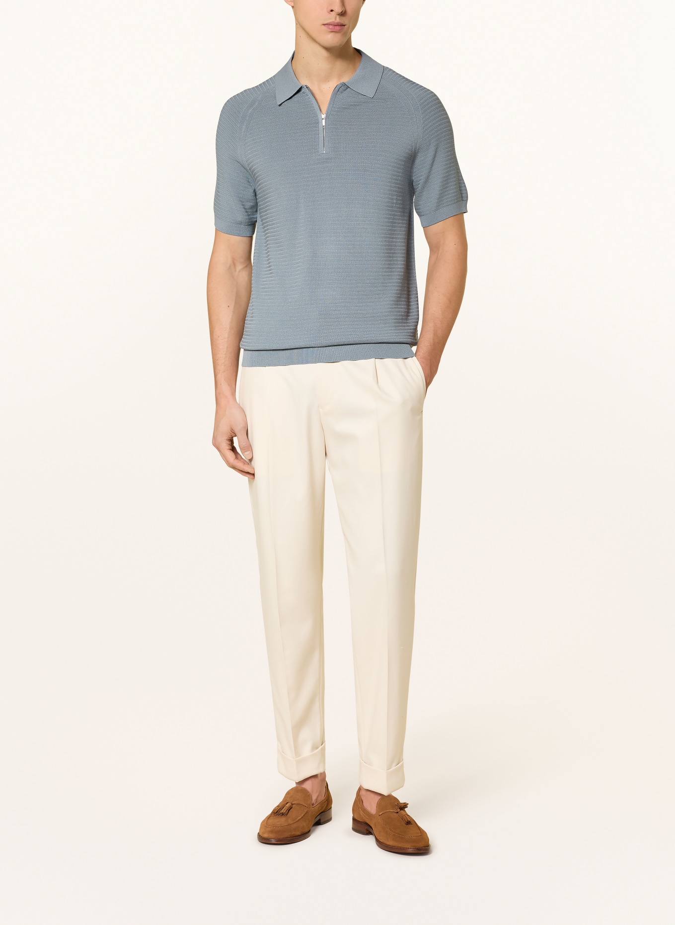 REISS Strick-Poloshirt ESTATE: BLAUGRAU