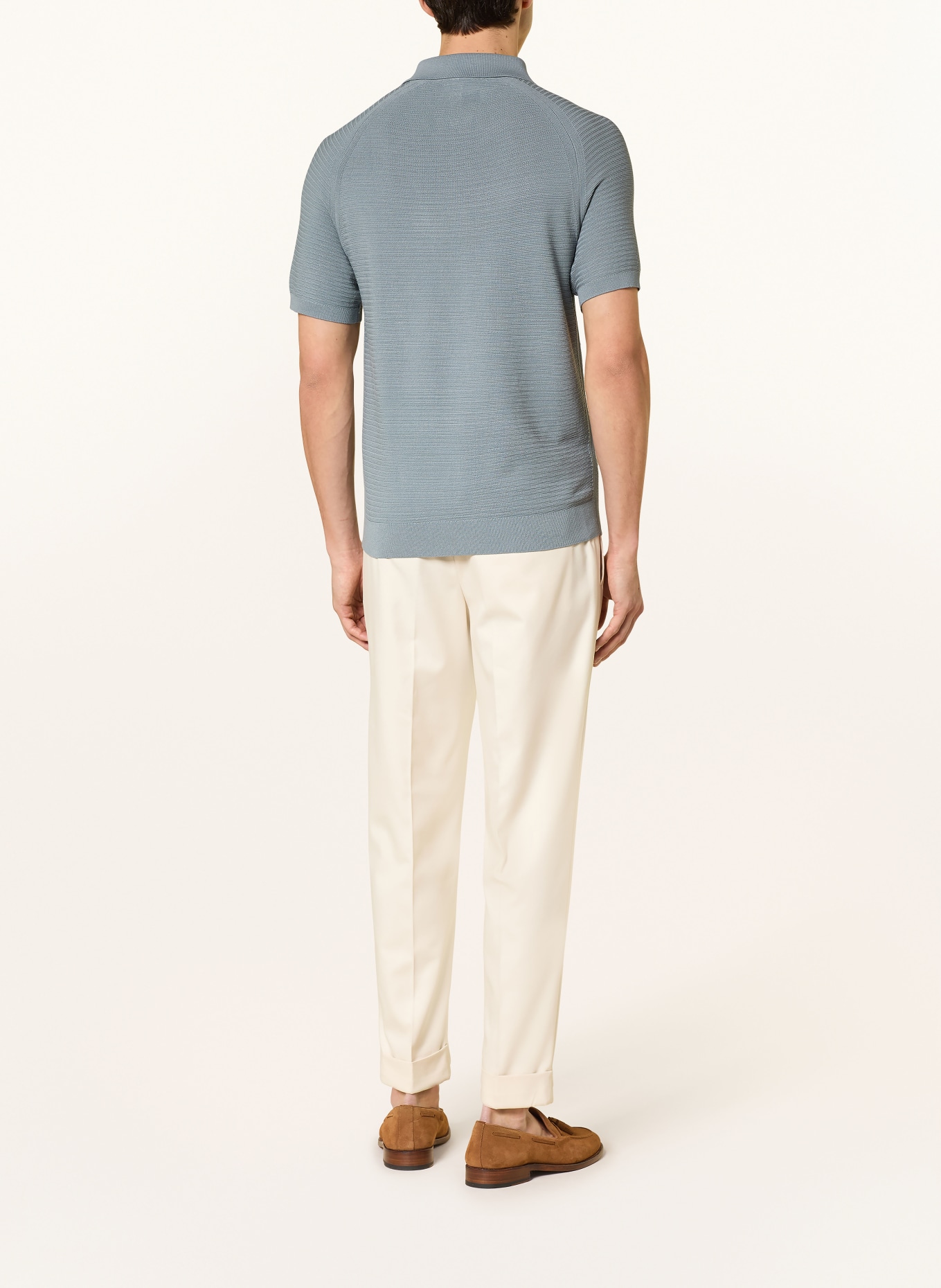 REISS Strick-Poloshirt ESTATE: BLAUGRAU