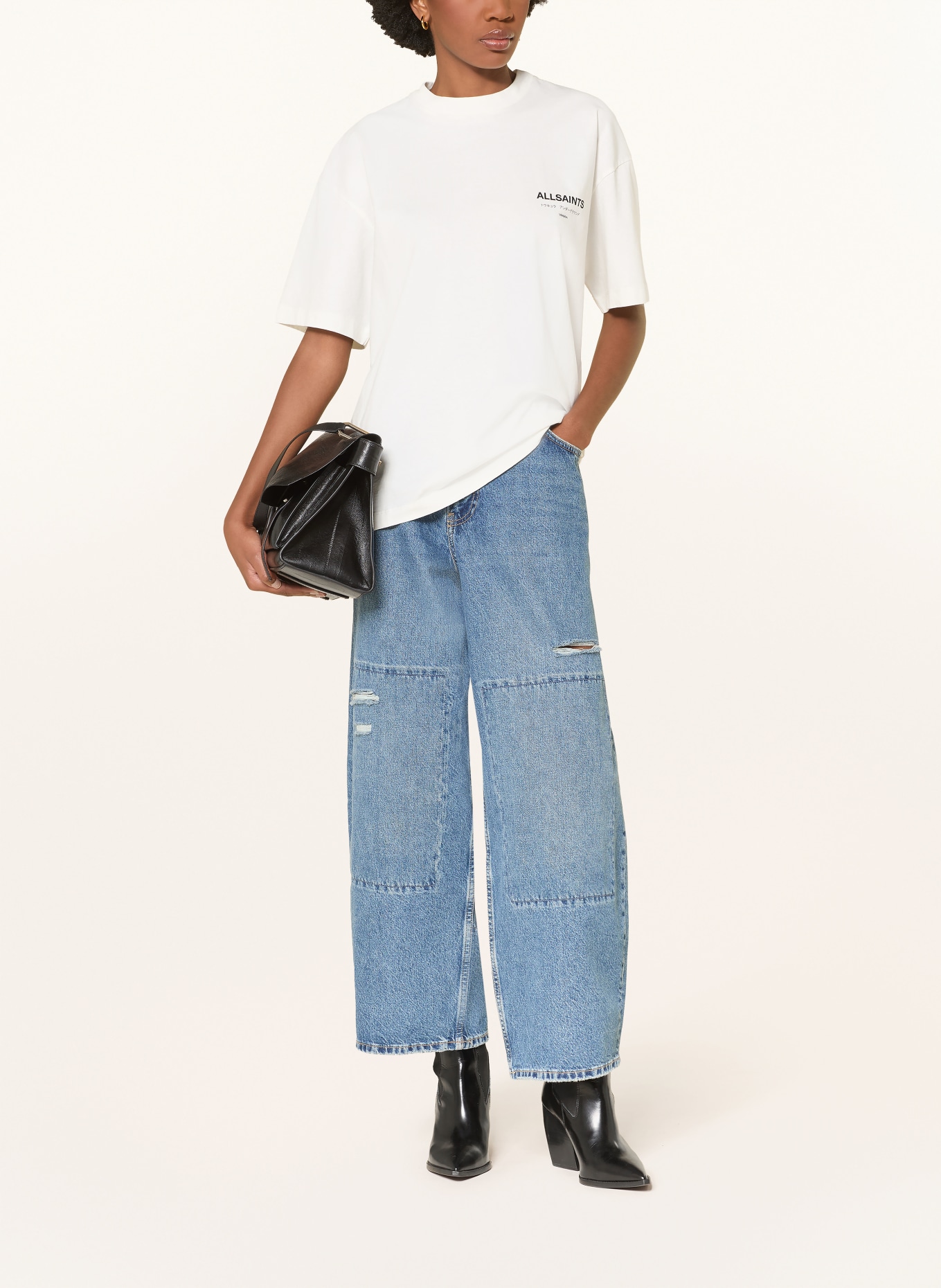 ALLSAINTS T-Shirt UNDERGROUND ETTA: CREME / SCHWARZ