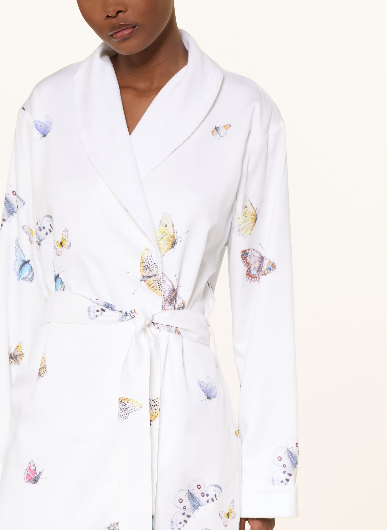 Christian Fischbacher Unisex-Bademantel VANESSA: WEISS / GELB / BLAU